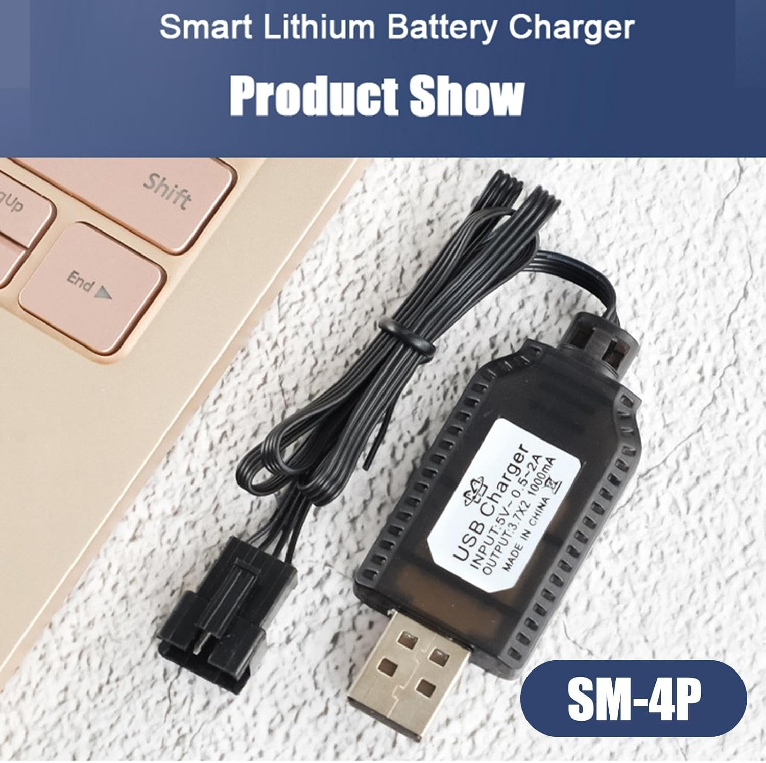 RC Charger Cable,7.4V 1000Ma Drone Charger for Quick Charging | RC Airplane Lithium Battery SM-2P SM-3P SM-4P, Drone Battery Charge Automatically Adapt image number 2