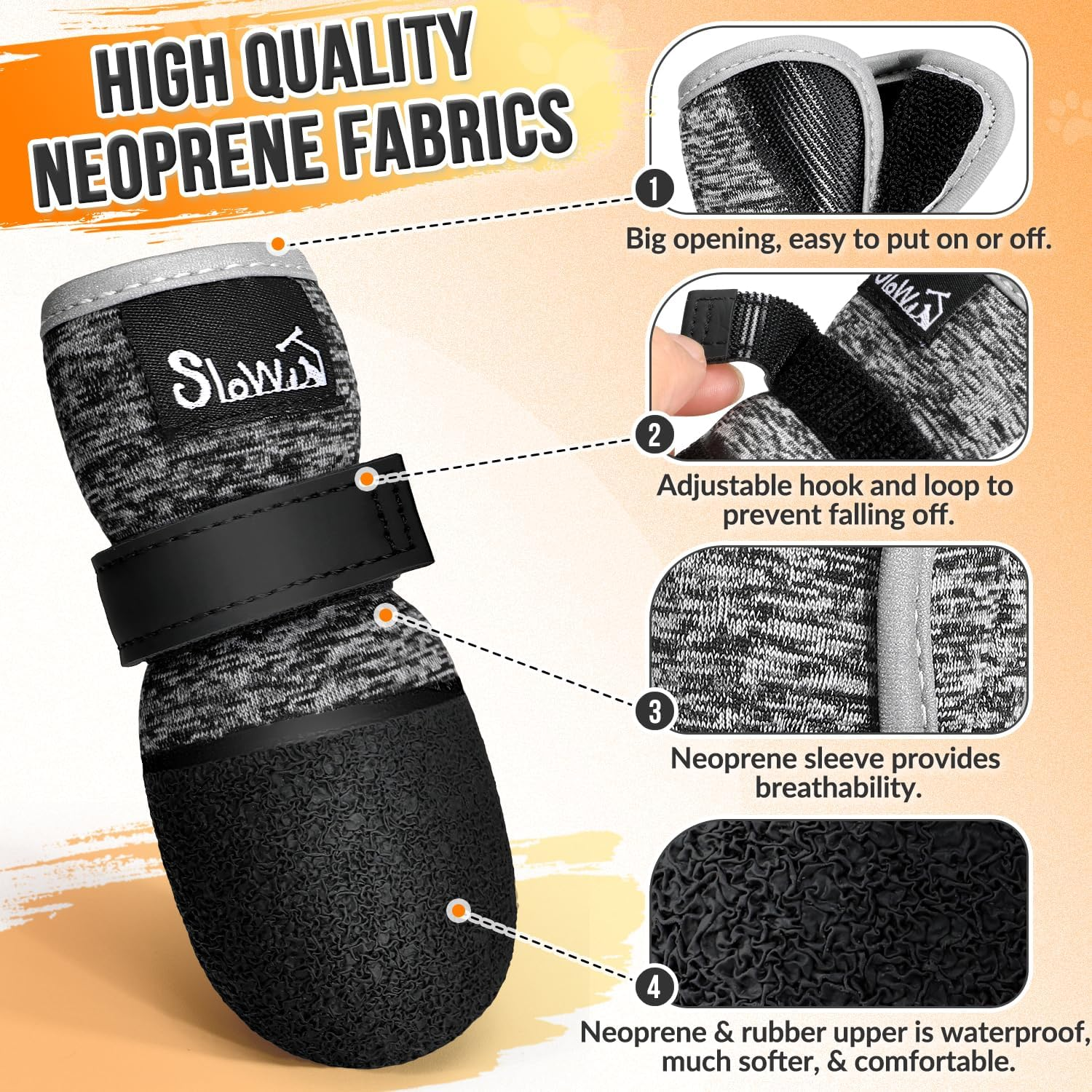 Slowton Dog Shoes - Breathable Dog Sock Shoes for Hardwood Floor Dog Boots with Reflective Stripes for Small to Large Dogs, Outdoor Summer Hot Pavement Waterproof Non-Slip image number 5