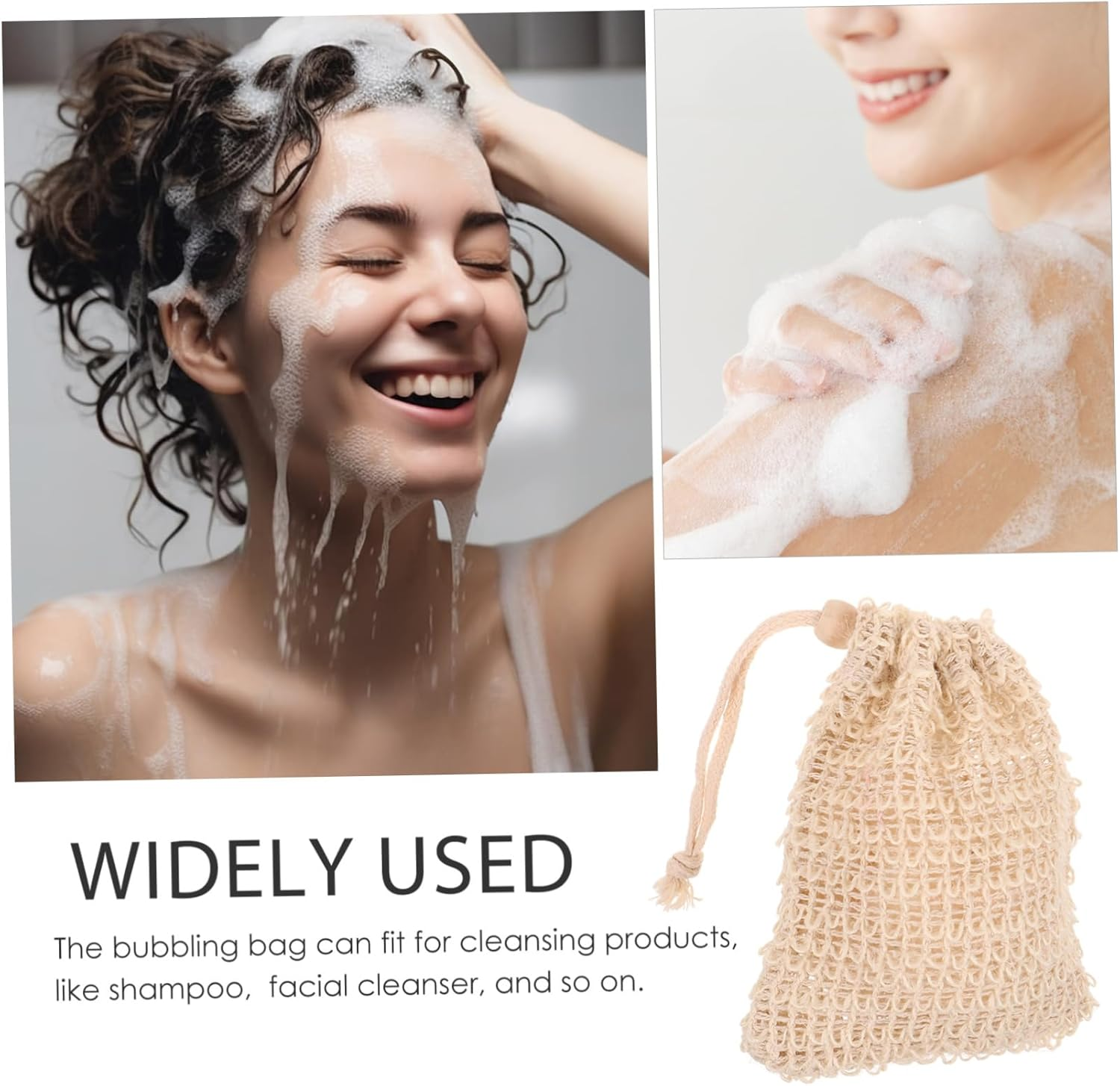 MERRYHAPY Cotton Linen Bathing Soap Bags 10 Pack Exfoliating Body Wash Cloths Drawstring Sisal Mesh Bag