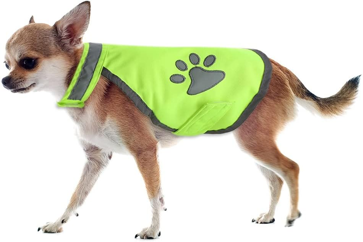 Store Yellow Hi-Vis High Visibility Fluorescent Dog Pet Puppy Safety Vest 5 Sizes Reflective Top Hi Vis Night Jacket Coat Shirt Size L image number 5