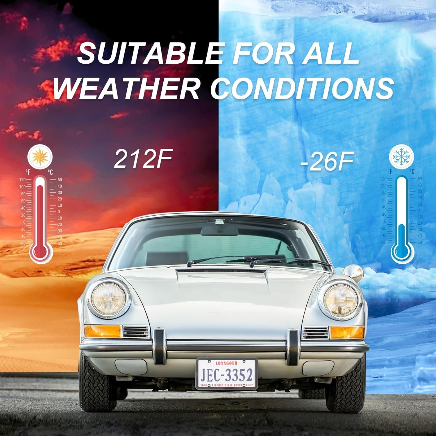 2Pack Transparent License Plate Cover and Frames,Clear Front and Rear License Plate Holder,Unbreakable Car Licence Plate Frame Protector Fits Any US Plates with Screws & Caps (Black Frame) image number 4