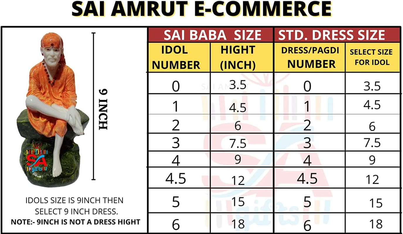 S a GIFTS Sai Amrut Beautifully Embroidery Work Sai Baba Vastra, Poshak Dress with Pagdi (Multicolour, 6 Inch) image number 3