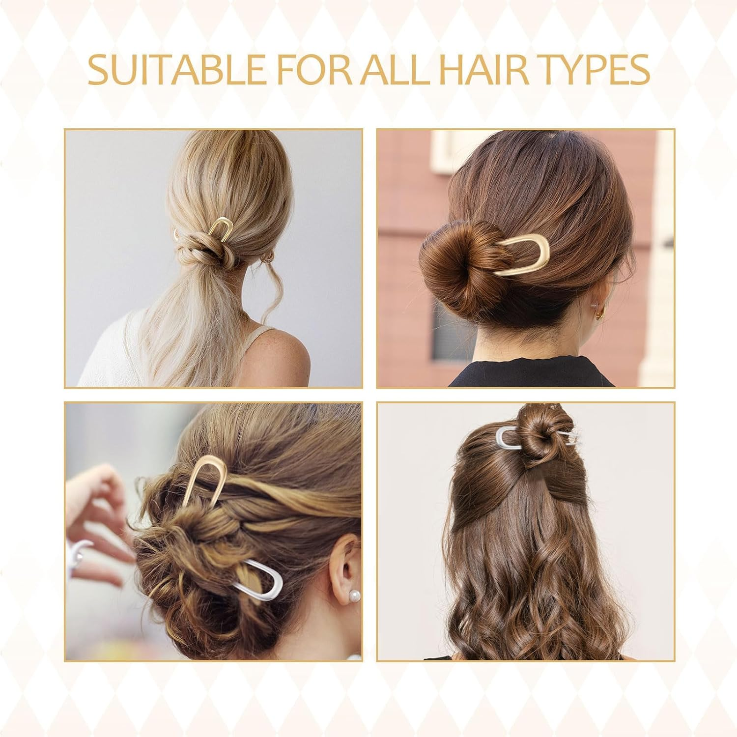 Hanyousheng 2 Pcs Metal French Hair Pins, U-Shaped Hair Pins French Twist Hair Pins, French Pins for Thick Hair, Hair Sticks for Buns, Hair Pins for All Hair Types, for Women Hairstyle Accessories image number 2