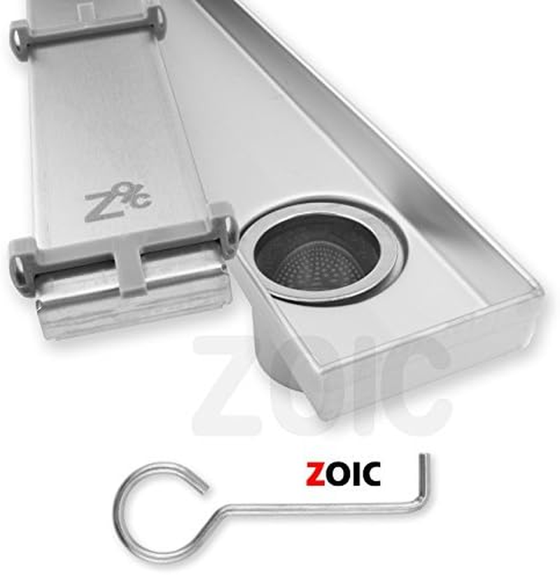 ZOIC Linear Stealth Tile Insert Floor Grate Bathroom Shower Waste Drain-304 Stainless Steel Side Outlet (700MM) image number 4