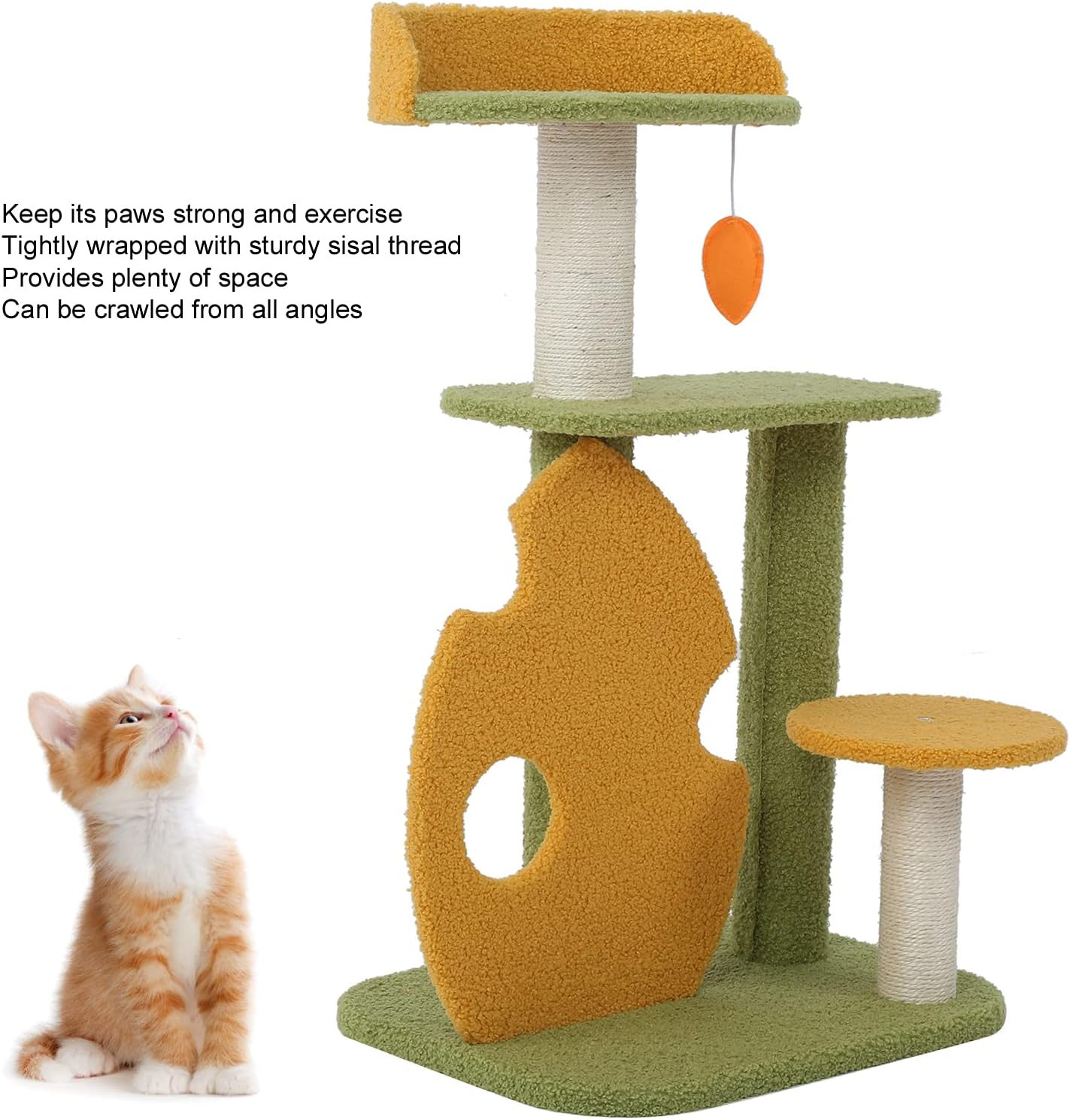 Rain Forest Cat Climbing Tree Multi Tiered Cat Condo with Robust Scratching Posts and Plush Lounging Shelves Perfect for Active Kittens and Adult Cats image number 3