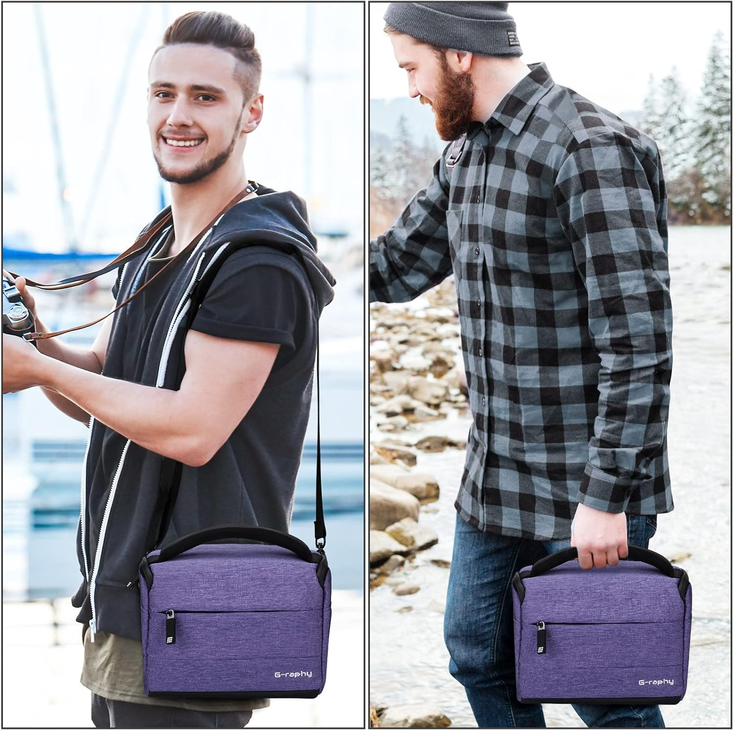 G-Raphy Camera Bag DSLR SLR Waterproof Camera Bag with PU Leather Handle Camera Accessories for Men Women image number 5