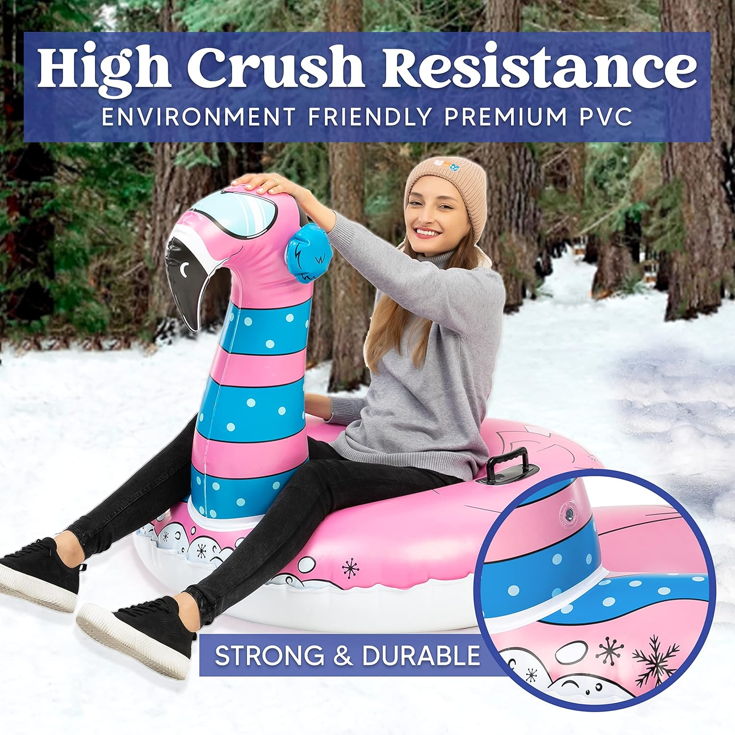 JOYIN 47&rdquo; Inflatable Snow Tube for Kids and Adults, Heavy-Duty Snow Tube for Sledding, Great Inflatable Snow Tubes for Winter Fun and Family Activities