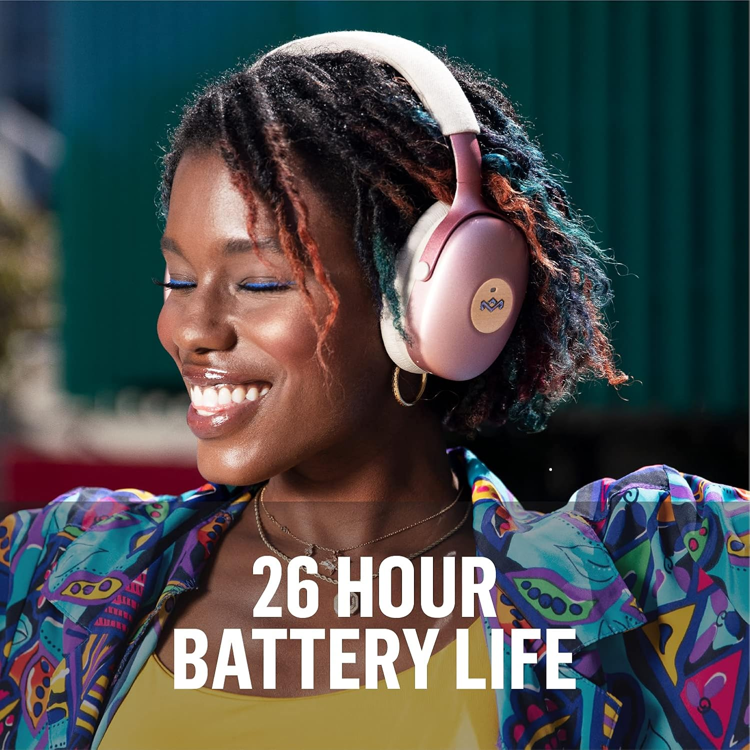 House of Marley Positive Vibration XL ANC: Noise Cancelling Over-Ear Headphones with Microphone, Wireless Bluetooth Connectivity, and 26 Hours of Playtime image number 4