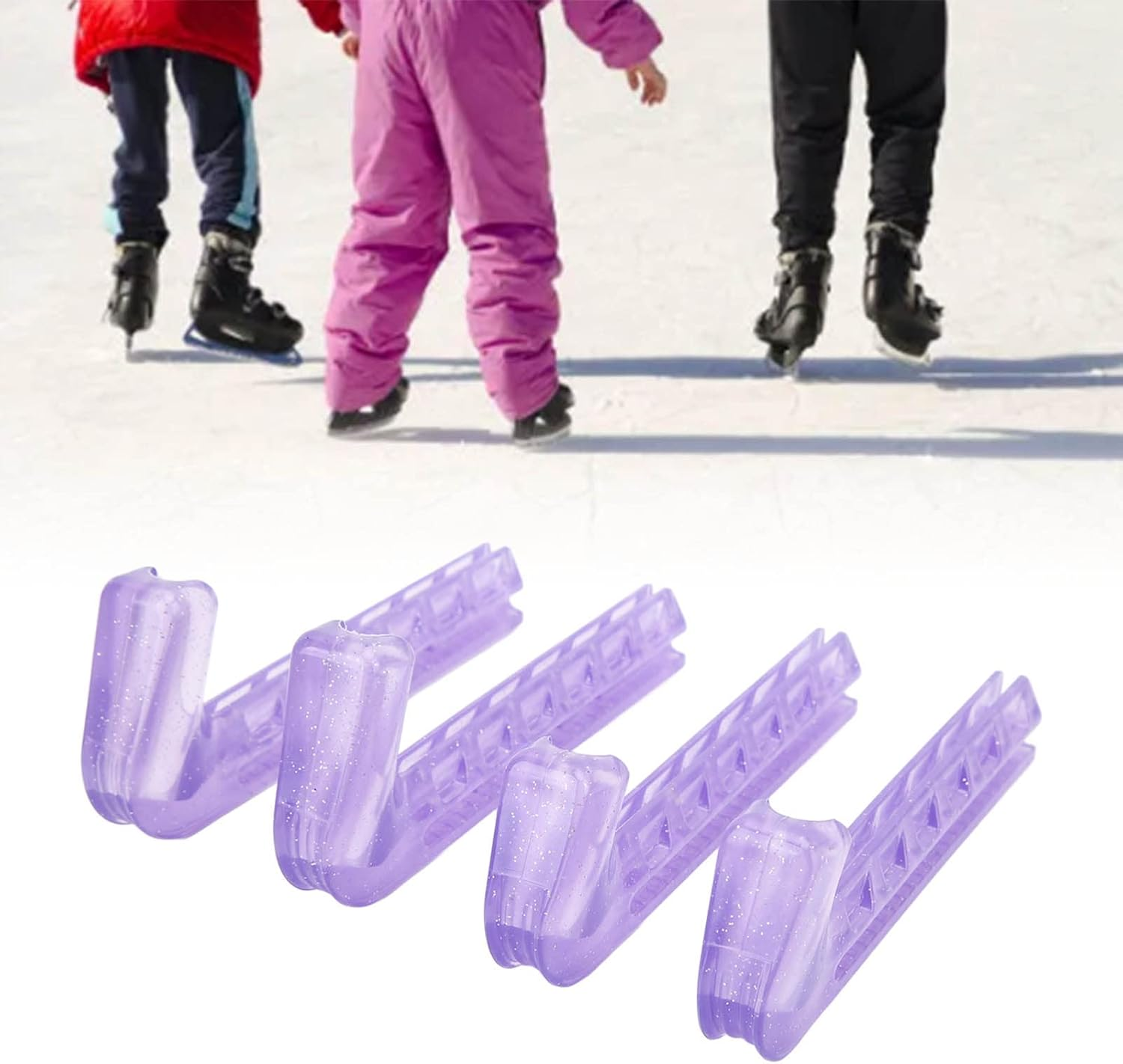 2 Pairs Ice Skate Guards, Silicone Ice Skating Guards and Soft Skate Blade Covers, Adjustable Ice Skate Blade Protector for Hockey Skates Figure Skates Ice Skates image number 1