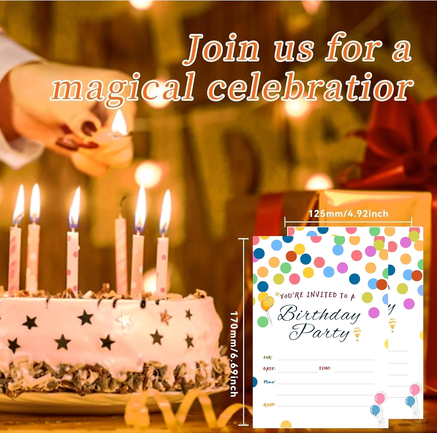 32 Birthday Invitation Party Cards,Uniquely Designed Birthday Cards for Children,Men, Women and Kids (Polka Dots) image number 1