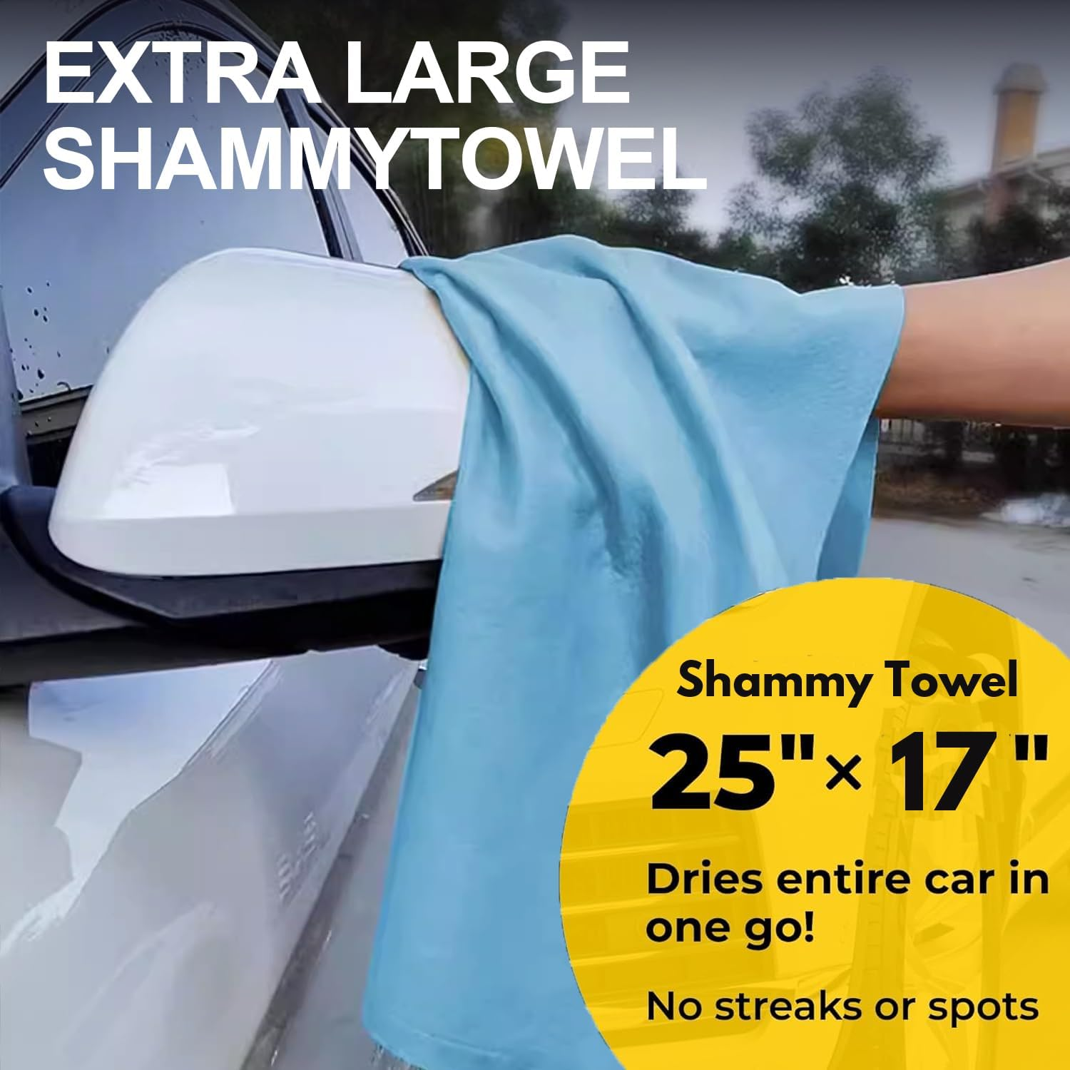 Car Drying Towel,Premium Chamois Drying Cloth Shammy Towel for Car,2Pk (25&rdquo;X17&rdquo;) Super Absorbent Reusable Chamois Towels by H HOME-MART (Blue+Purple) - Blue+Yellow image number 2