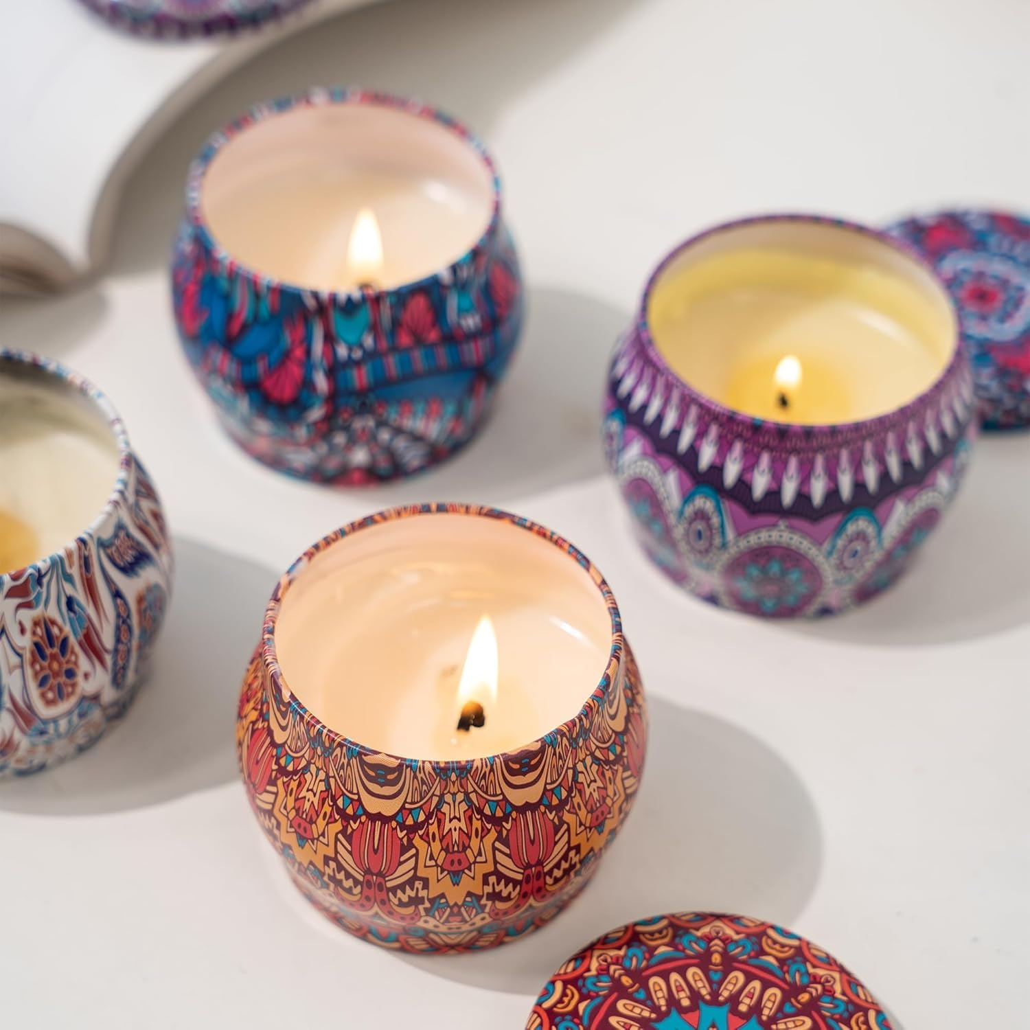 4 Pack Scented Candles Gift Set 130G X 4 Pure Natural Soy Wax, Portable Travel Aromatherapy Tin Jar DIY for Thanksgiving, Christmas, Valentine'S, Mother'S Day, Birthday, Women & Mom image number 2