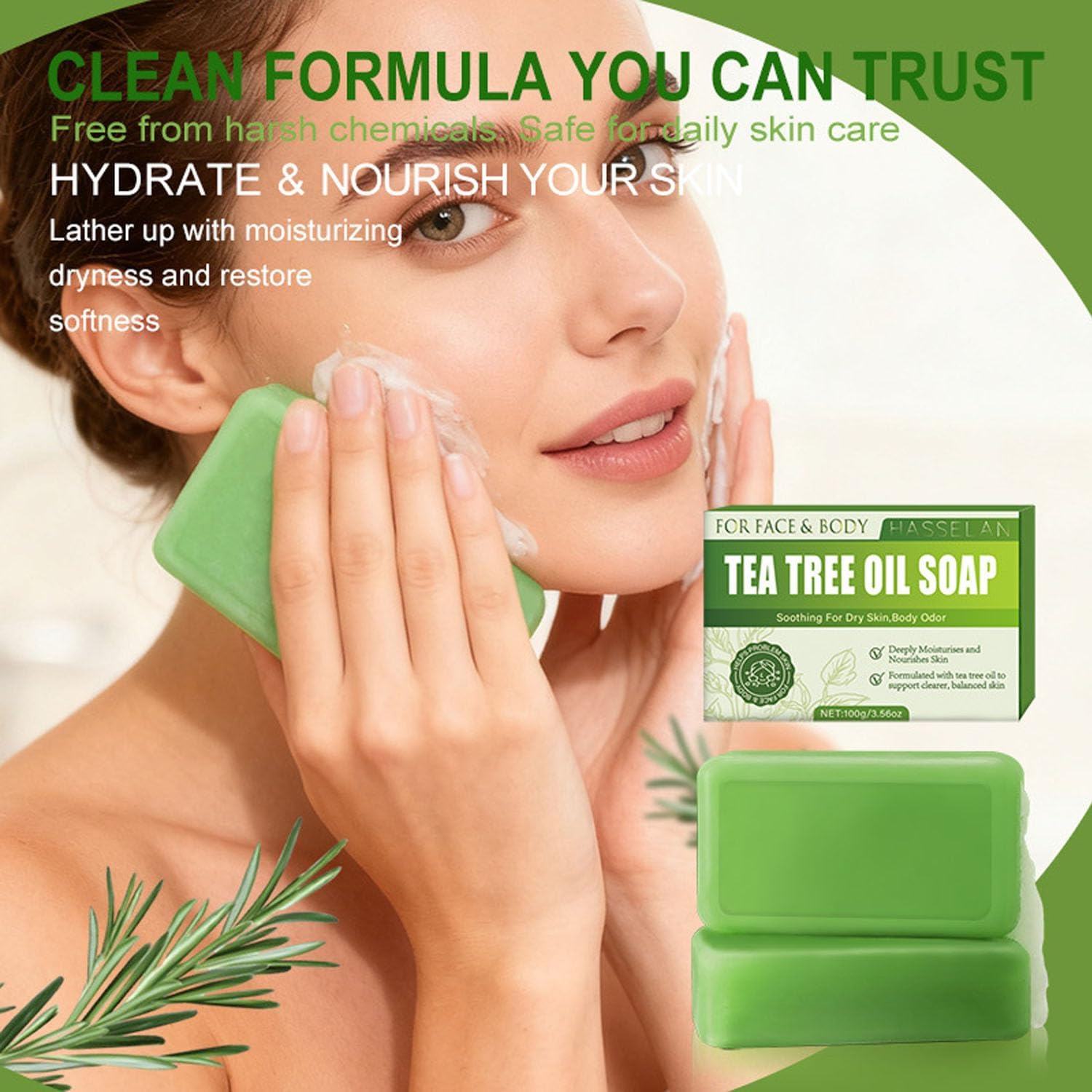 For Veloma Soap, Natural Organic Handmade, 100G/3.56Oz Natural Formula, Replenishes Moisture Cold Process Formula, Soothing Hydrating Body Wash for Clear Healthy Skin, Suitable for Face & Body (1) image number 3