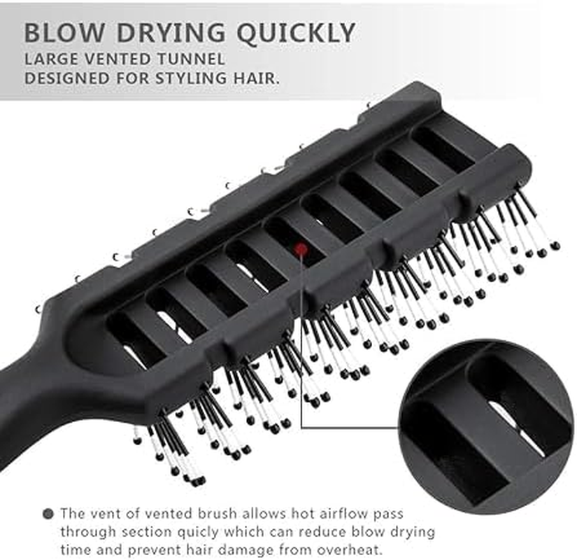 2 Pcs Professional Anti-Static Styling Massage Hairbrush for Men & Women, Great Styling & Blow Drying Brush for Slicked-Back, Portable Hair Detangling Comb, Vented Hair Brushes for Wet & Dry Hair (2) image number 3