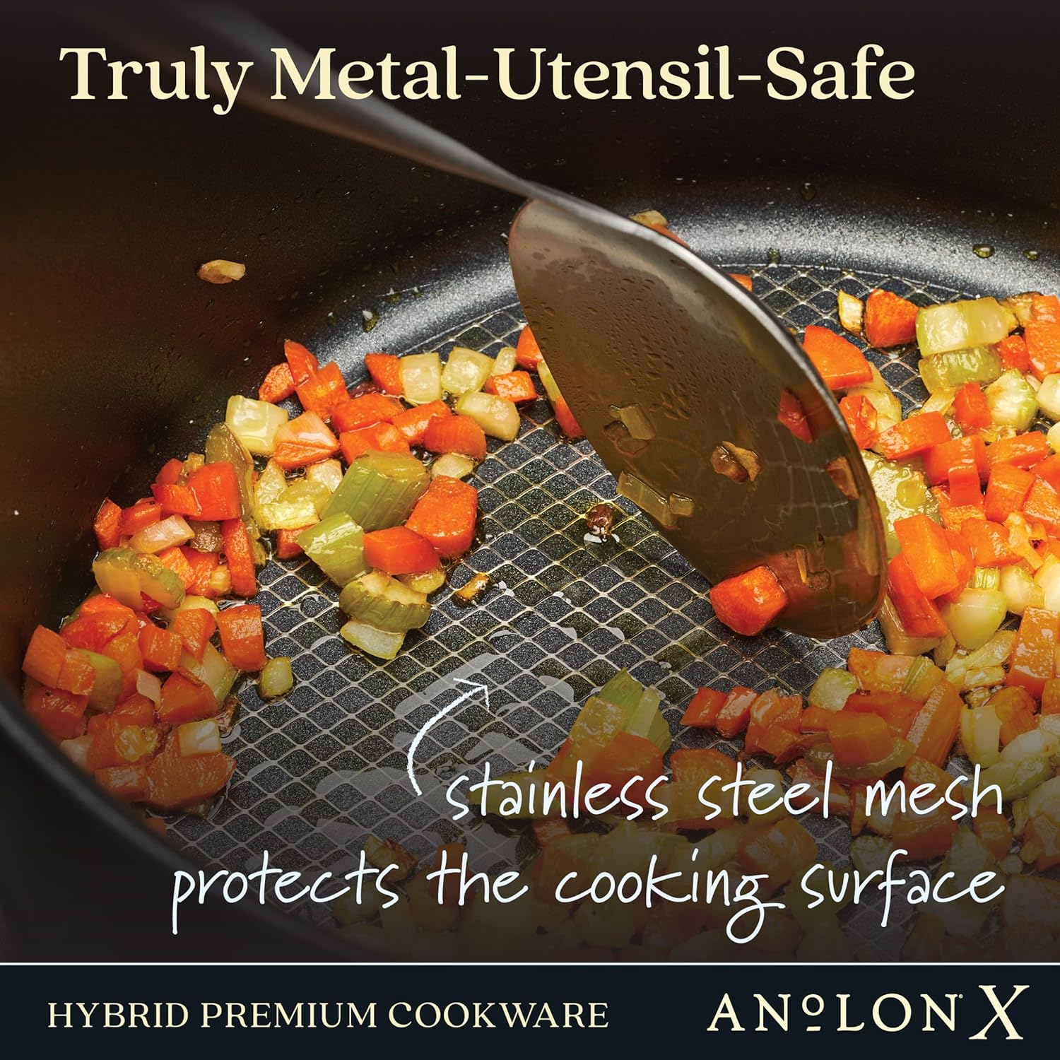 Anolon X Hybrid Nonstick Saucier with Lid, 2.5 Quart - Dark Gray