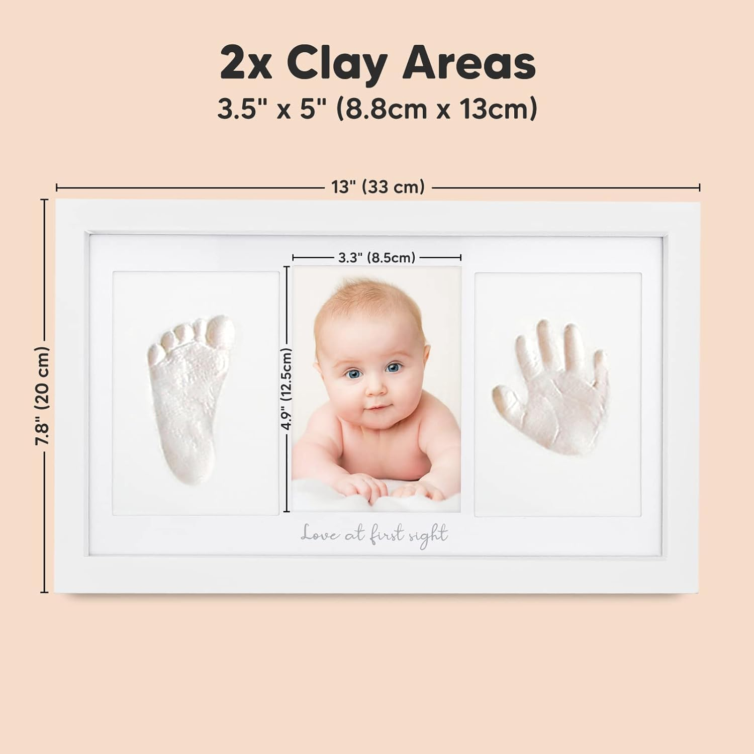 METOY Baby Hand and Footprint Kit - Baby Footprint Kit, Newborn Keepsake Frame, Baby Handprint Kit, Personalized Baby Gifts, Nursery Decor, Baby Shower Gifts for Girls Boys image number 4