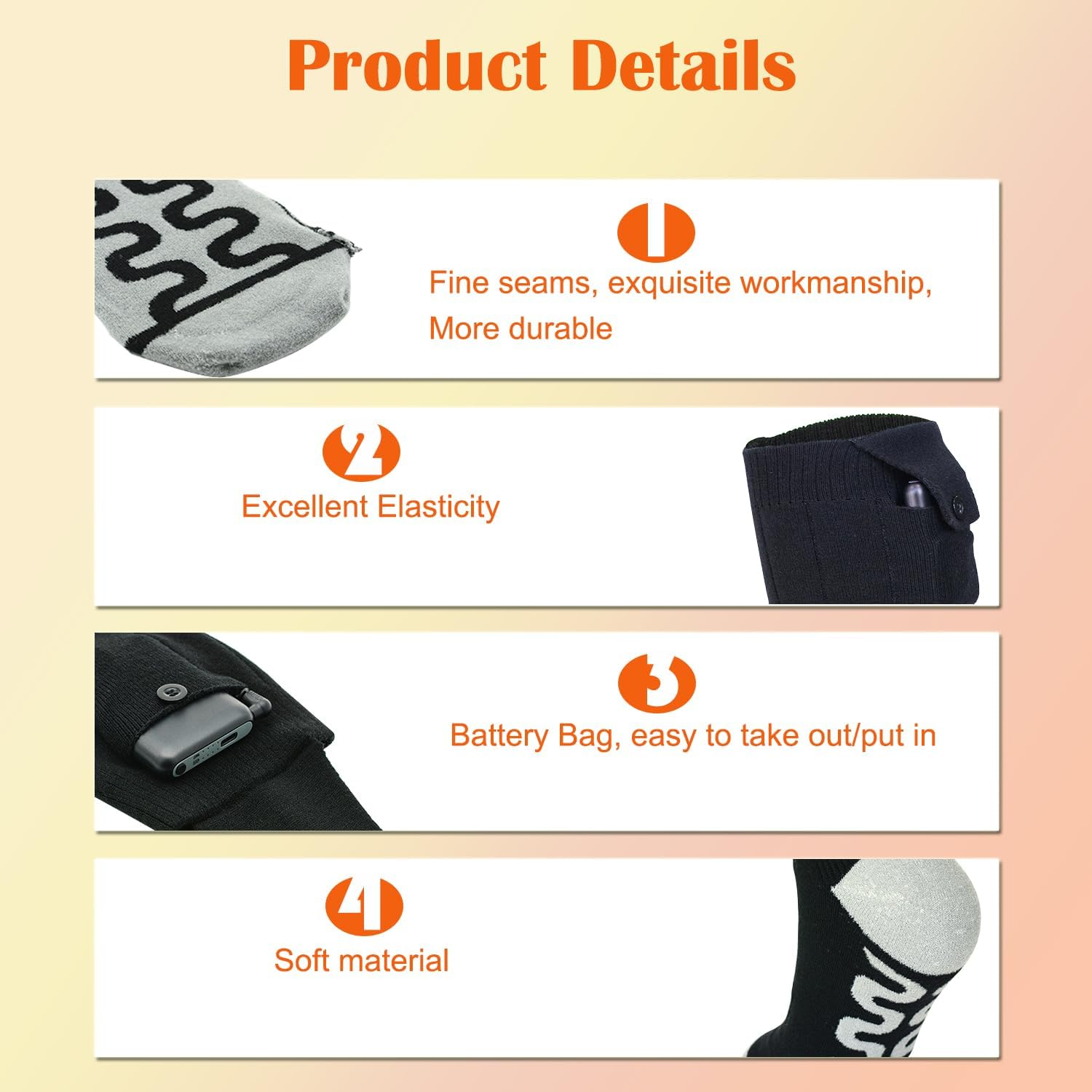 7JI Heated Socks for Men Women with App Control, Rechargeable Electric Heating Warm Socks for Winter Outdoors Work Fishing Hunting Skiing Riding Camping image number 6
