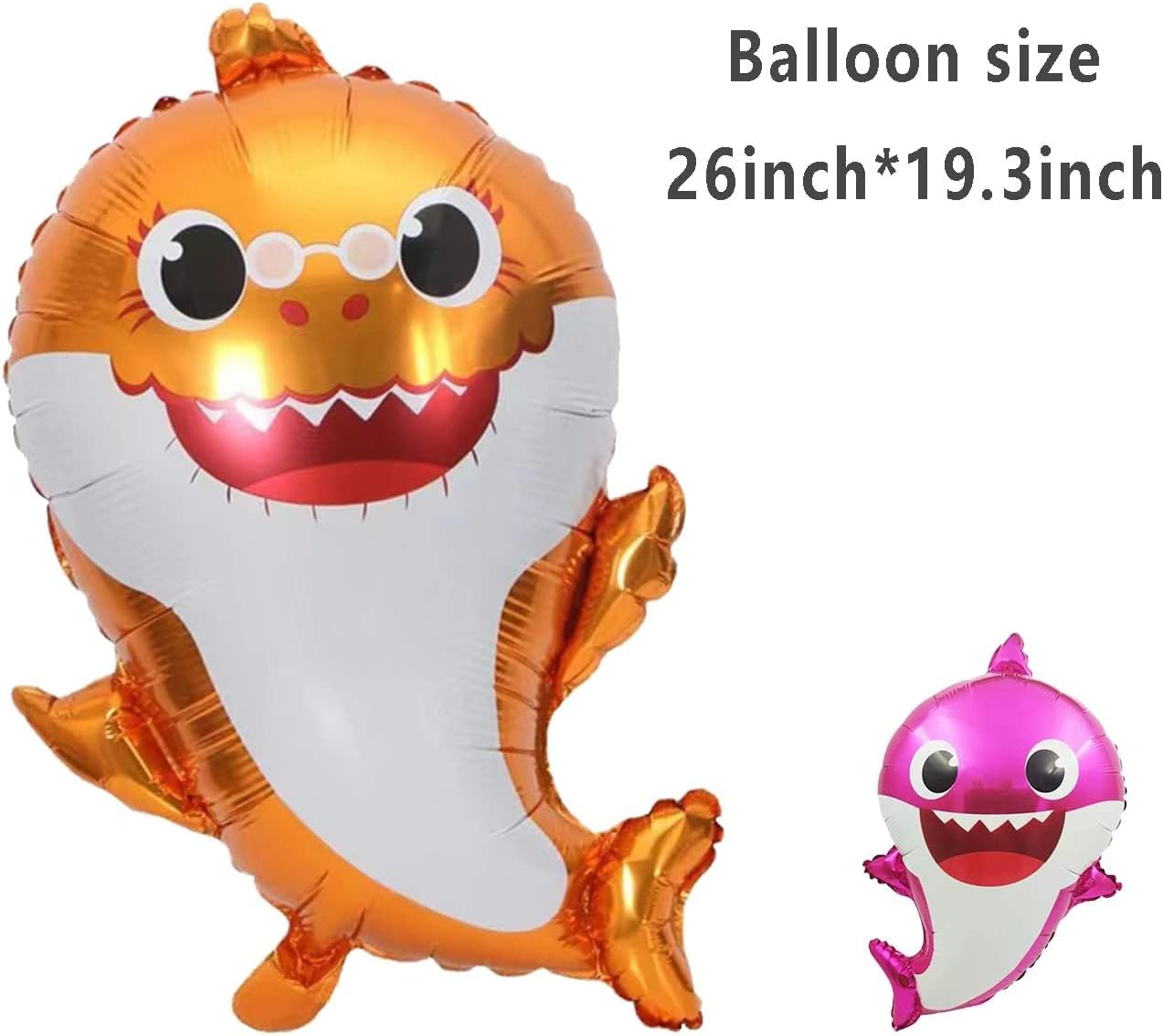 DAPIN Baby Shark Party Decorations, 5 Packs of Shark Helium Balloons 24 Inches for Ocean Themed Parties, Undersea Parties, Baby Shark Family Themed Birthdays image number 1