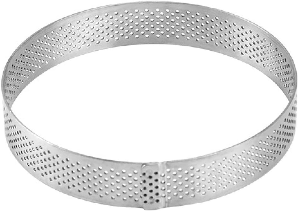Cake Ring Tartlet Pie Baking Perforated Stainless Ring Mousse Heat-Resistant Molds DIY Circle Cutter 2Pcs 20Cm