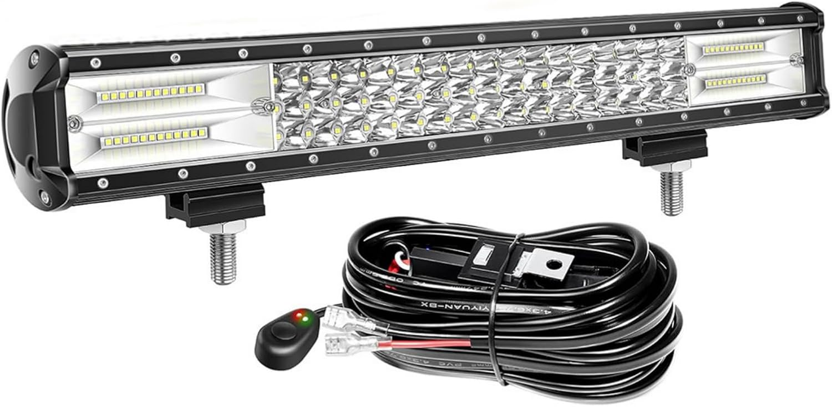 LED Light Bar, 51CM 288W Led Light Bar with Wiring Harness, Flood Spot Combo Beam, Driving Work Lamp for 4X4 Truck Tractor Boat Car ATV UTV SUV, 6000K 9V 32V IP67, Model 2 image number 4