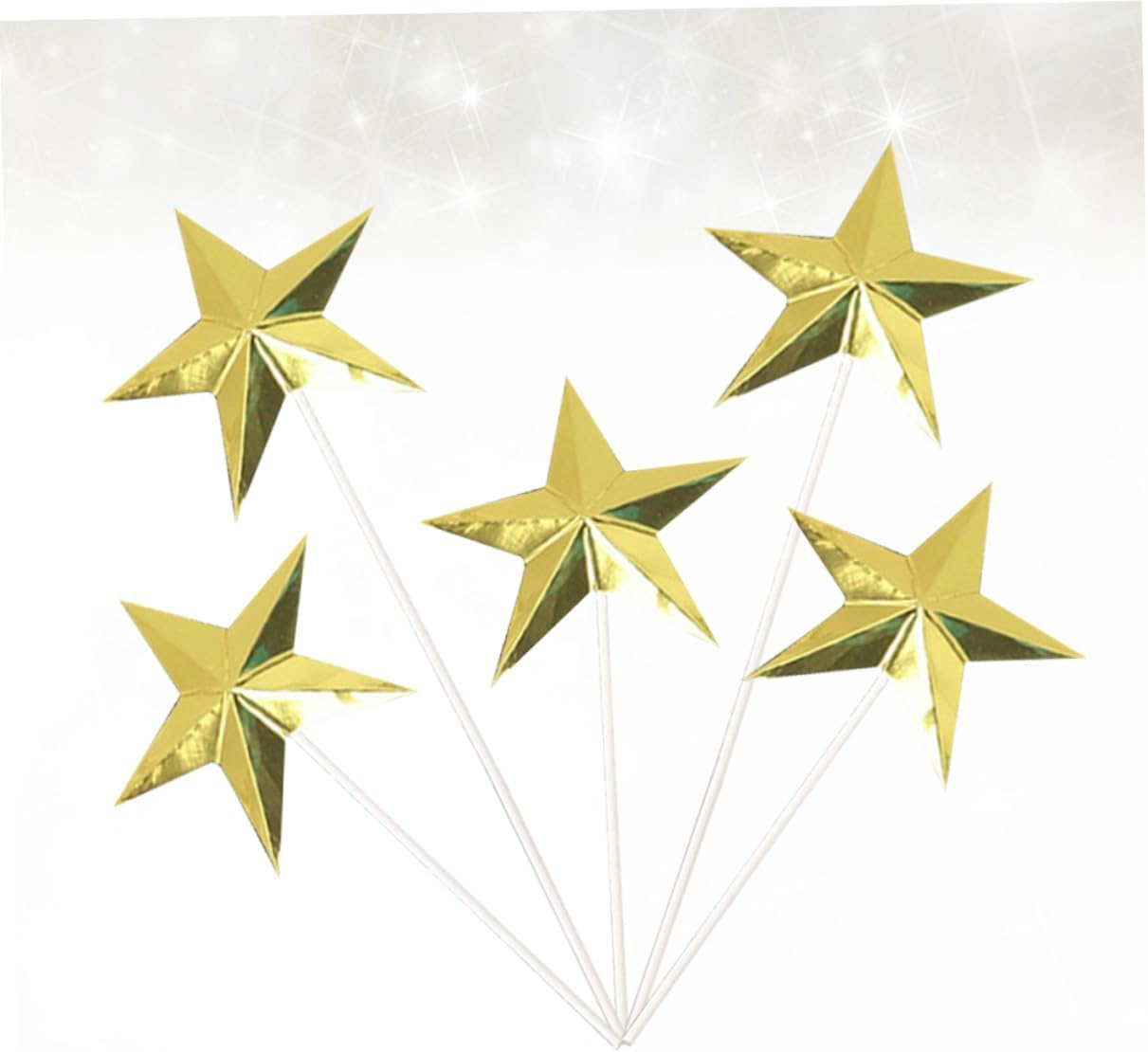 LABRIMP 60Pcs Star Cake Picks Sequin Cupcake Toppers Dessert Topper Birthday Cupcake Toppers Gold Party Decorations Cake Picks Wedding Glitter Gold Wedding Decor Insert Card Baby Christmas image number 2