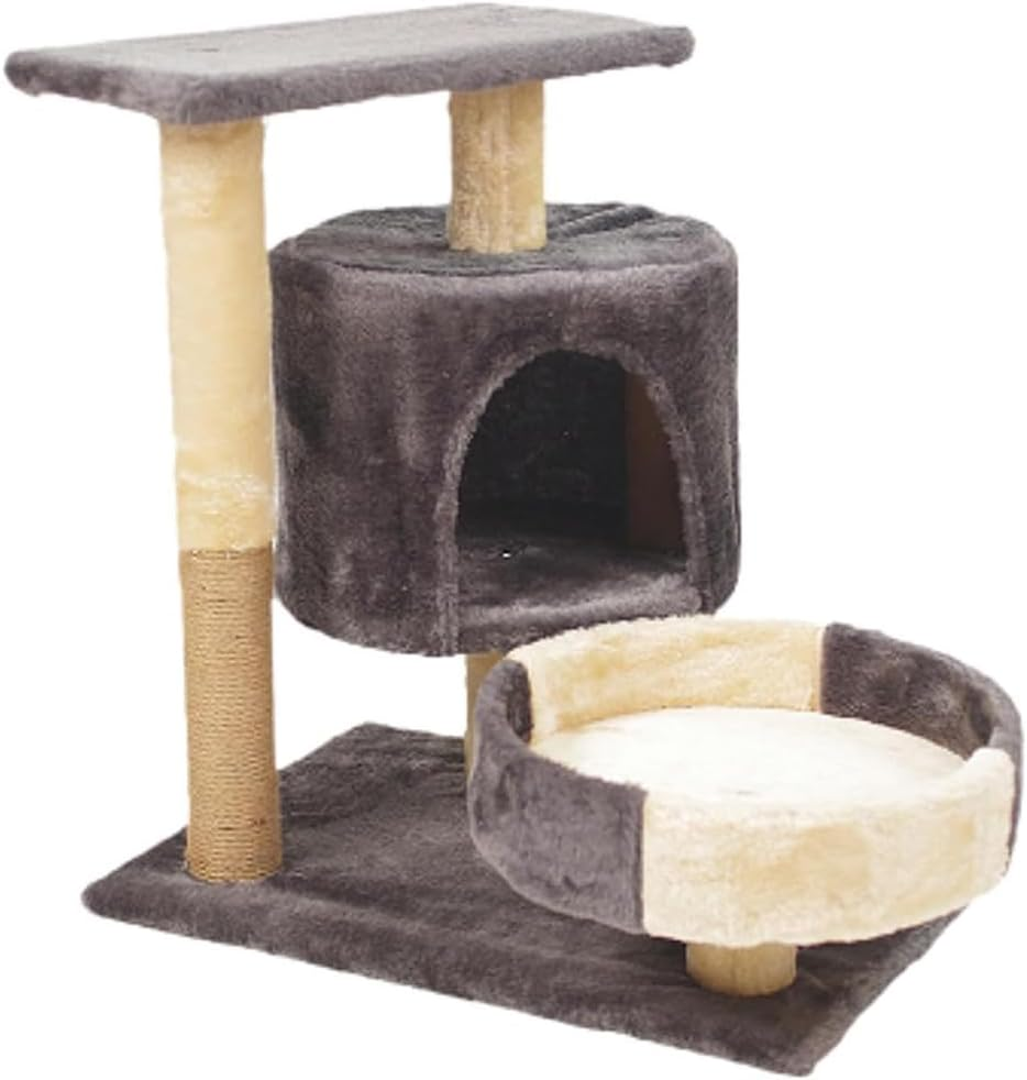 Cat Climbing Frame,Cat Tree Climb Tower,Kitty Condo,Pet Jumping Platform,Cat Tree,With 3Tier, Cave, Hammock, Pompoms,Interactive Resting Nest Bed Cave (Dark Grey) image number 4