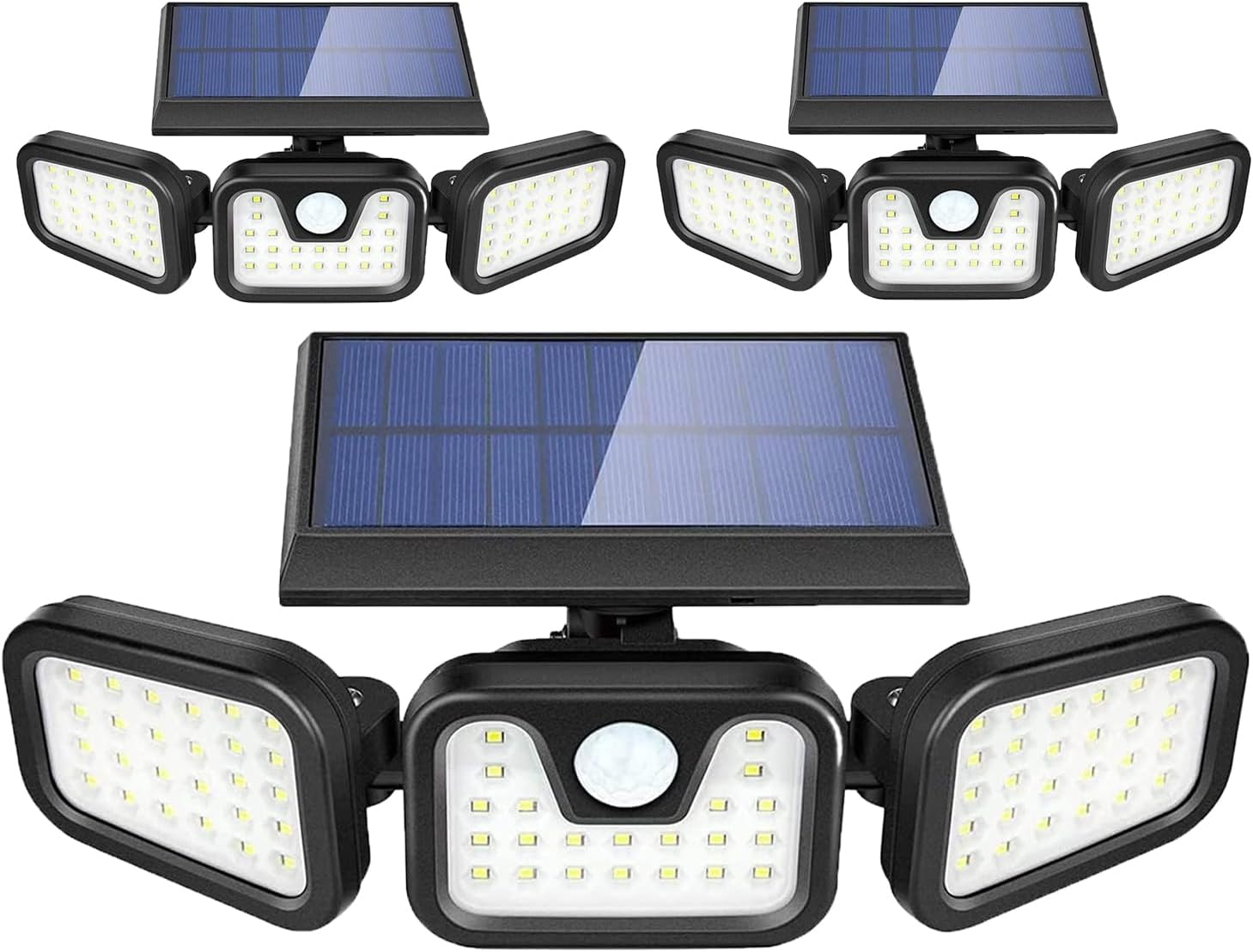 3 Pack Solar Outdoor Lights, 3000LM Super Bright Motion Sensor Security Flood Lights, IP65 Waterproof 6500K Wide Angle Solar Powered Lights for Yard, Garage, Patio, Garden image number 4