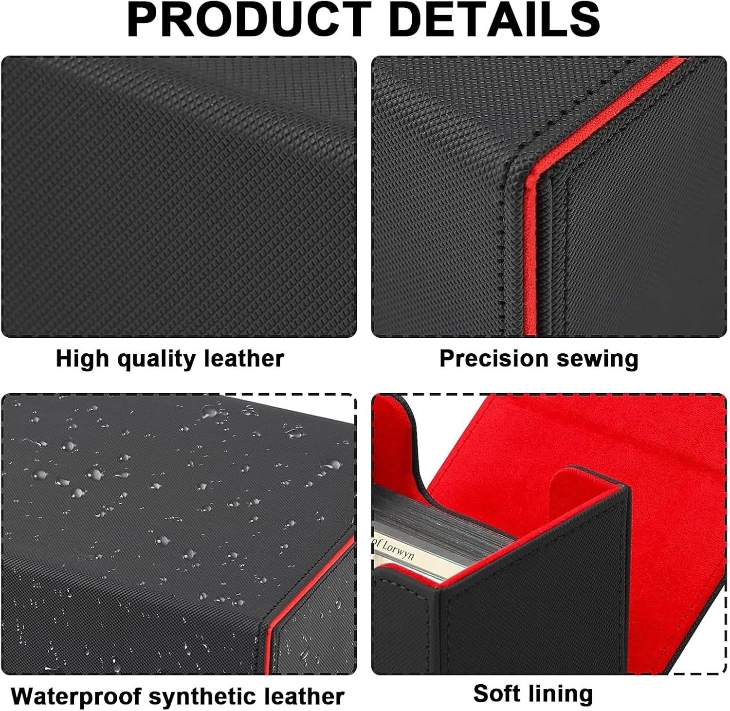 2 Boxes Leather Deck Boxes, Large Size Fit 100+ Sleeved Cards, Compatible with MTG TCG image number 3