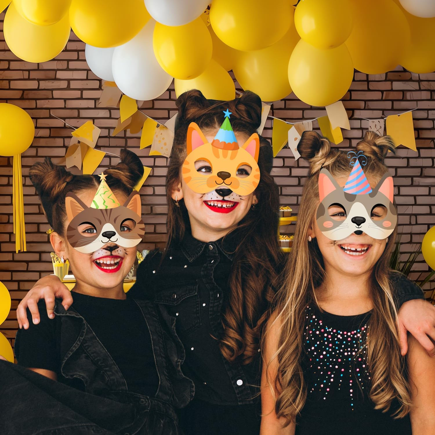 Cat Birthday Masks, 24 Pcs Kitten Party Masks - Cat Themed Photo Booth Props & Decorations for Kids image number 5