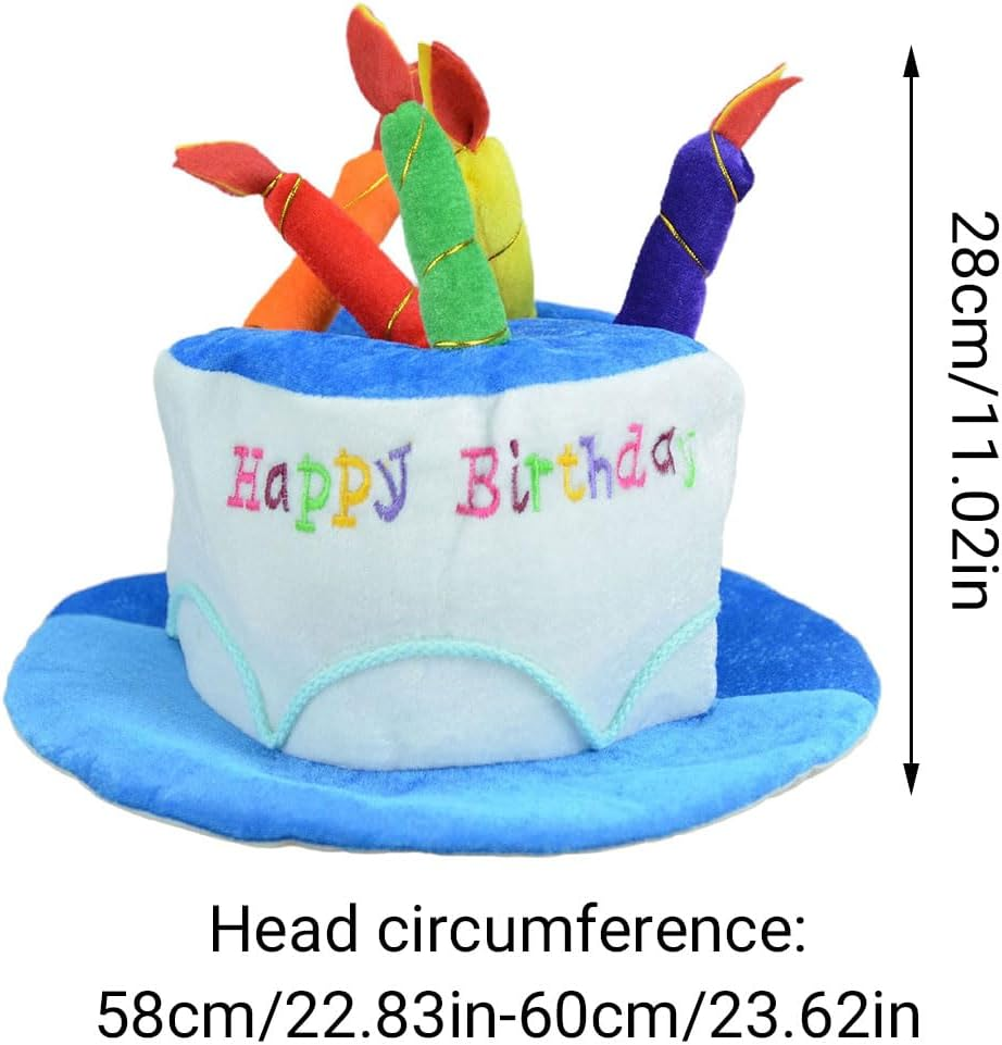 AIMALL Birthday Cake Hat - Colorful Party Hat for Adults, Plush Material, Adjustable 22.8-23.6 Inches, Ideal for Performance and Masquerade Parties image number 1