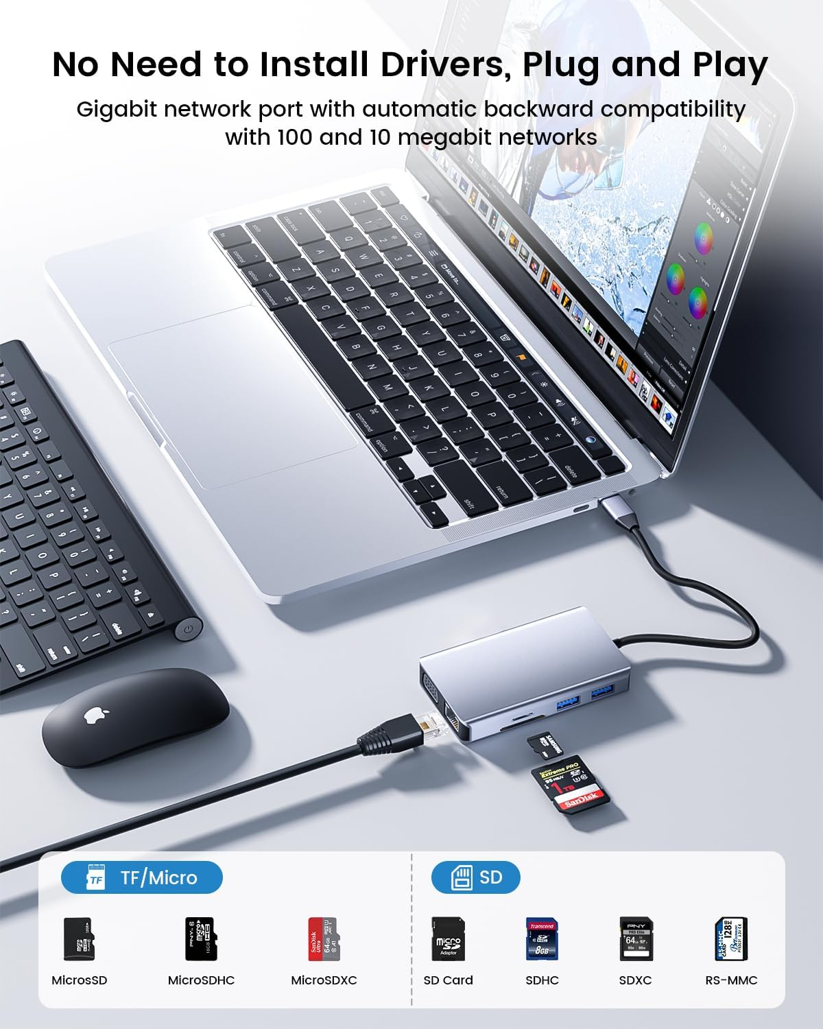 SCHITEC USB C Hub 10-In-1 Docking Station, Multiport Adapter with 4K HDMI, VGA, RJ45 Ethernet, 100W PD, USB 3.0, USB 2.0, USB C Data, SD/TF for PC, Laptop, Macbook Air, Ipad, Iphone 16/15, Galaxy S25 image number 1