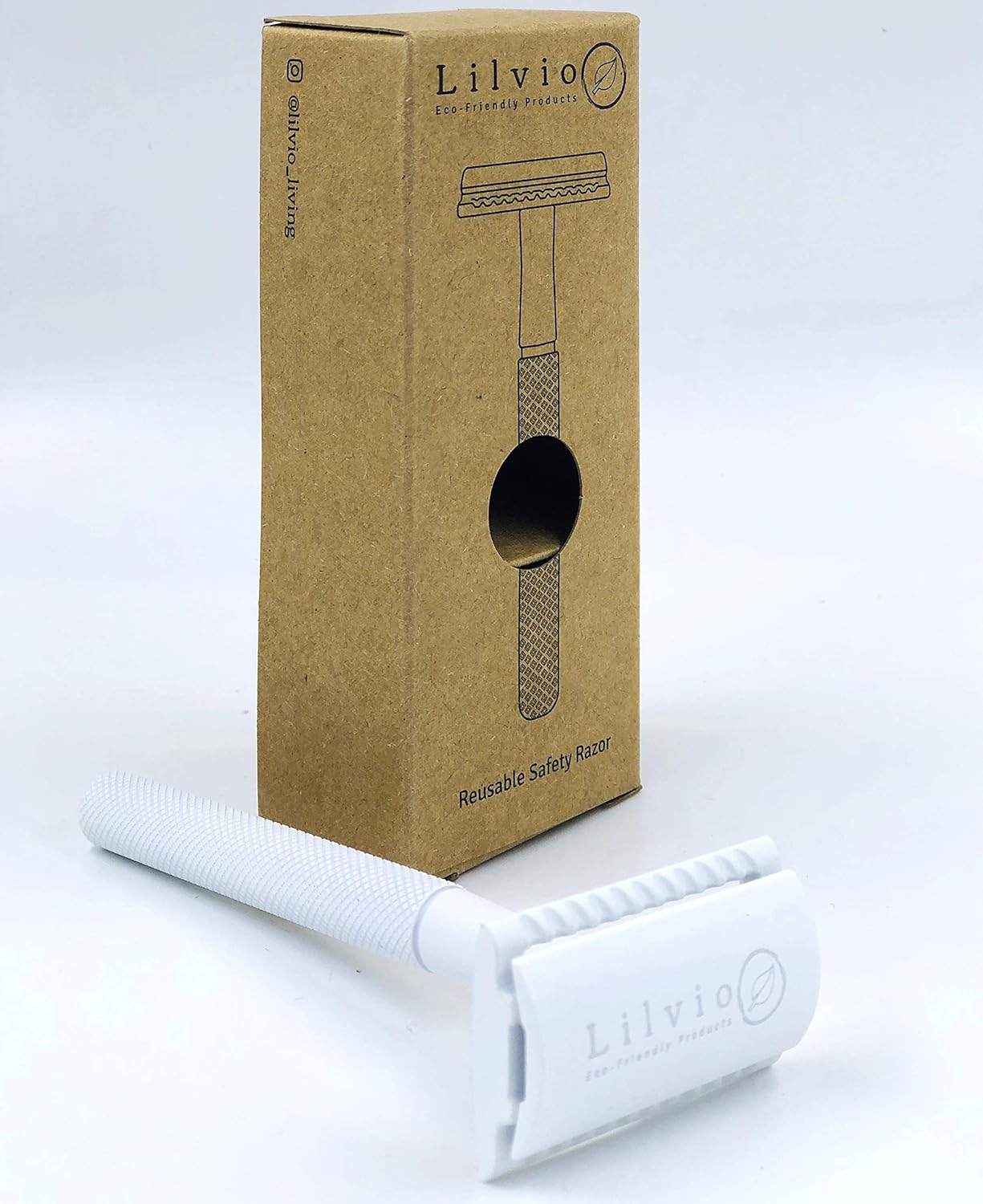 Lilvio Reusable Safety Razor & One Double Edge Blade. Choose from 9 Colours (White) - Baby Blue image number 3