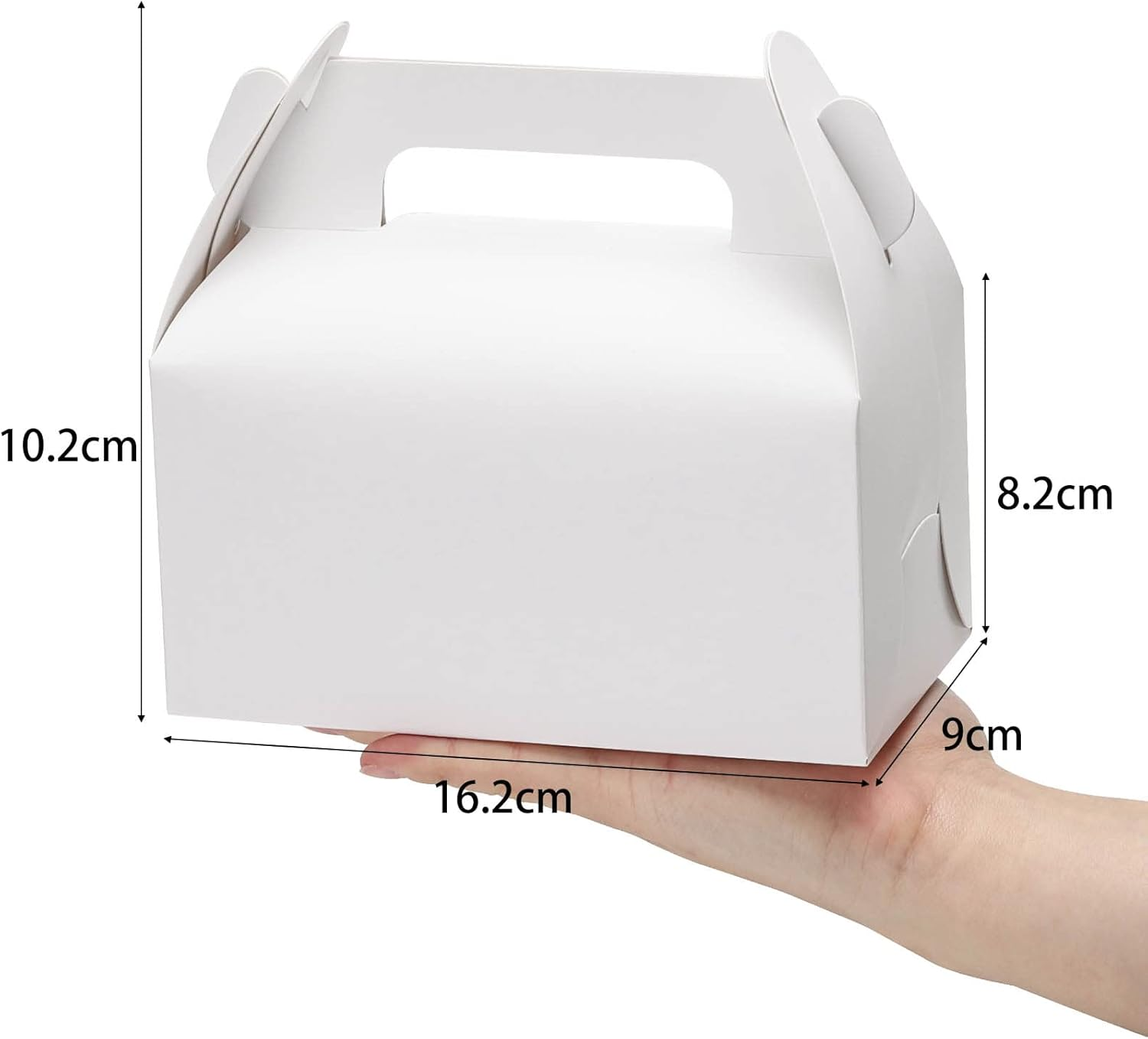 50 Pieces Treat Boxes Gable Boxes Goodies Party Favor Boxes Paper White Gift Boxes for Birthday Party, Wedding, Baby Shower 16X9X10Cm image number 5