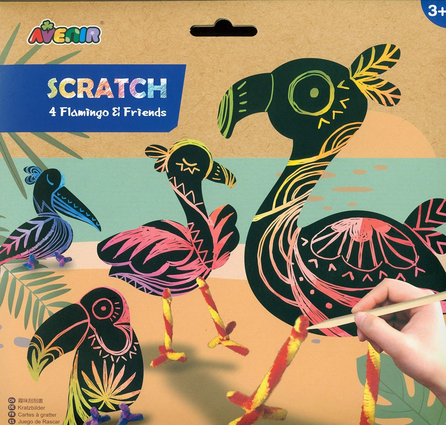 Avenir Flamingo & Friends Scratch Art Set