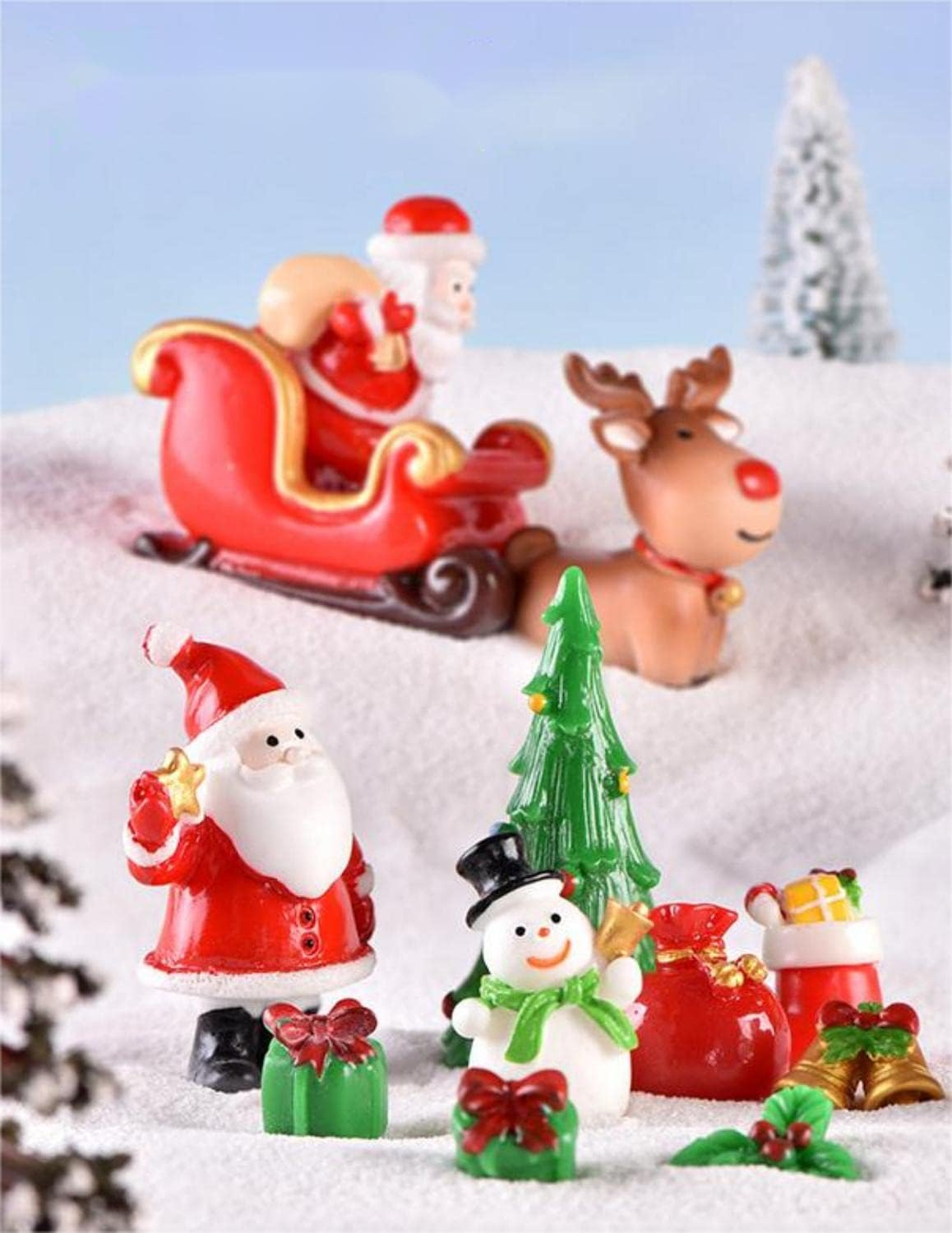 27 Pieces Christmas Resin Miniature Ornaments Kit for DIY Fairy Garden, DIY Snow Globe Figurines Crafts,Dollhouse, Desktop,Landscape Decorations image number 5