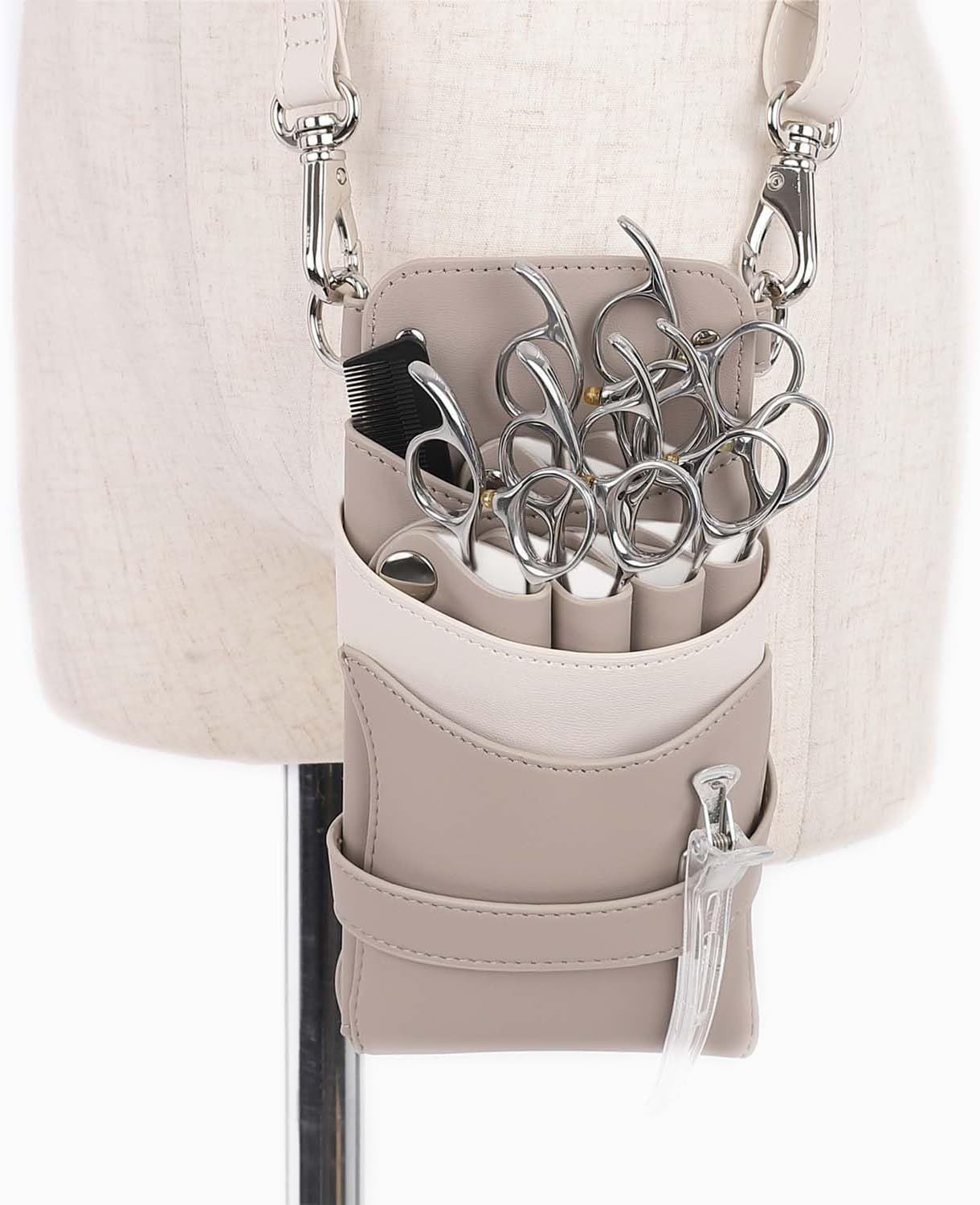 DEEDS S-414 Scissor Case for 4 to 6 Scissor Case, Greige X White image number 1