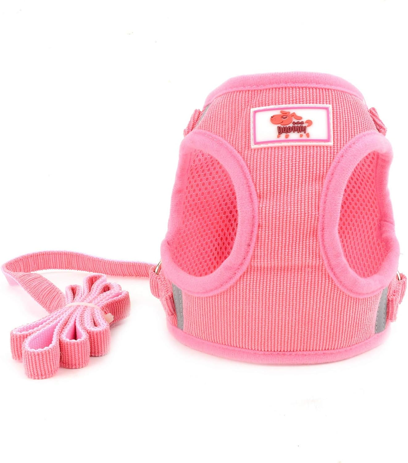 ZUNEA Small Dog Harness and Lead Sets No Pull Adjustable Reflective Step-In Soft Mesh Corduroy Vest Harnesses for Boy Girl Pet Dogs Puppy Chihuahua Cats Brown M