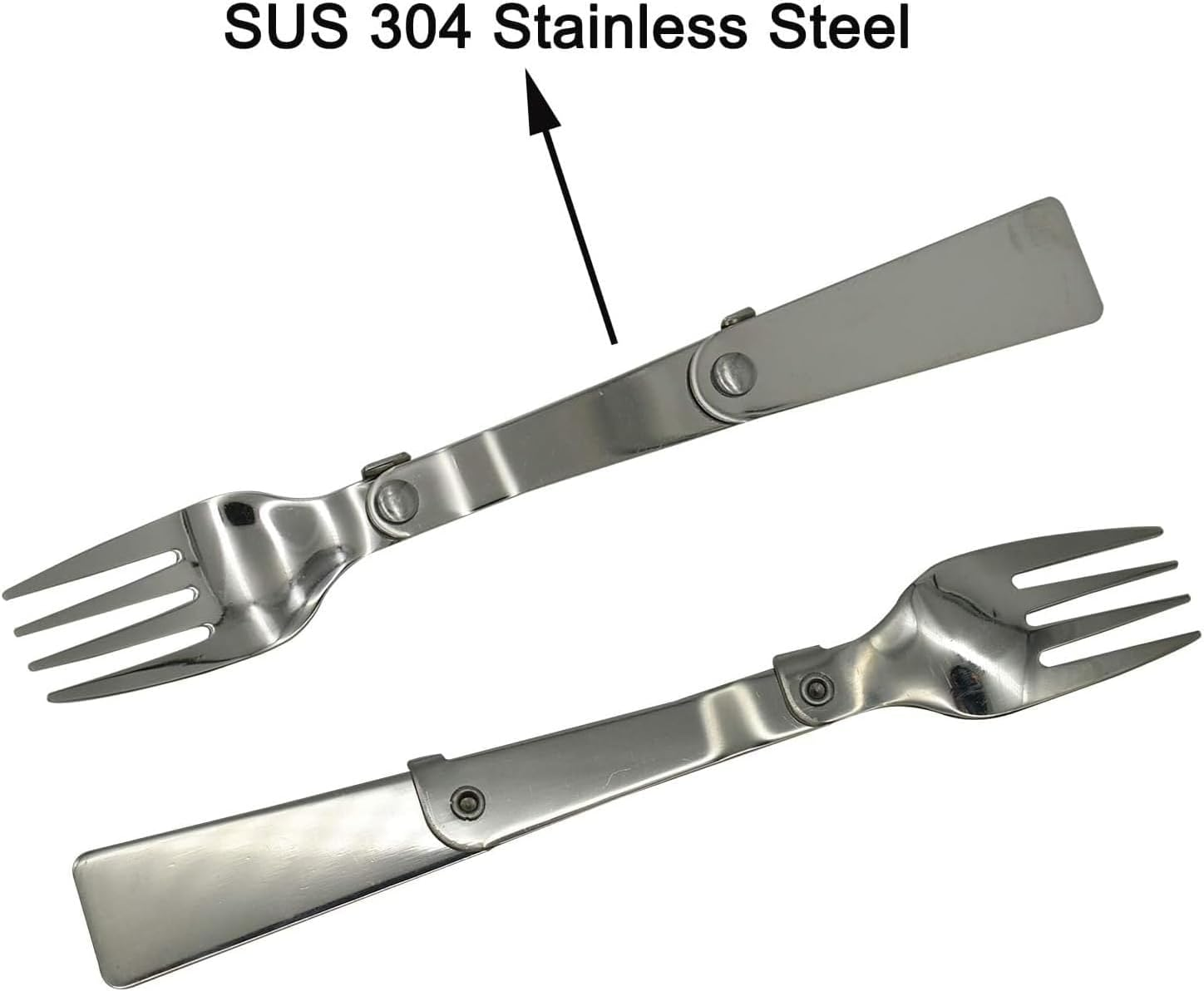 3 Pack Foldable Spoon Fork Salad Spork Set (304) Stainless Steel Portable Camping Flatware Set for Thermos Outdoor Travel Picnic Fishing Boating image number 2