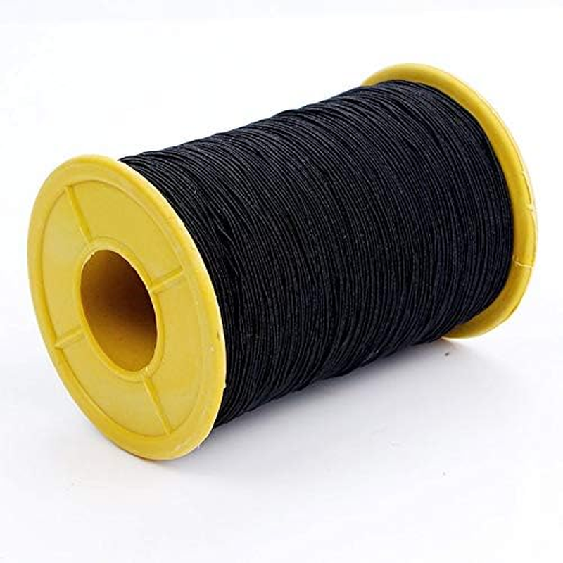 Welliestr (2 Rolls) White and Black Elastic Thread 547 Yard Package 0.5Mm Thickness