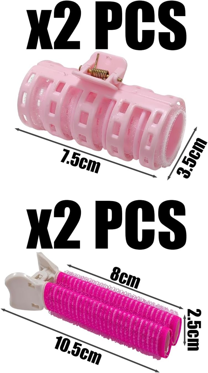 Pack of 4 Mini Hair Rollers, Fluffy Hair Clips, Pony Curlers, Suitable for DIY Hairstyle Making (Pink) image number 4