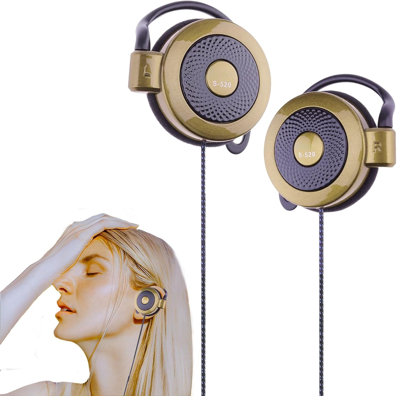 Clip Earphones Wired - 3.5Mm Ear Hook Stereo Earbuds - Compatible with MP4 and Most Mobile Phones for Running Hiking Exercising and Daily Life Buniq