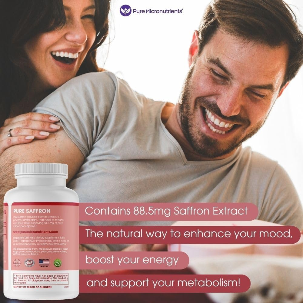 Saffron Supplements - 100% Pure Saffron Extract Capsules - Boost Energy & Mood, Support Eye & Heart Health image number 6