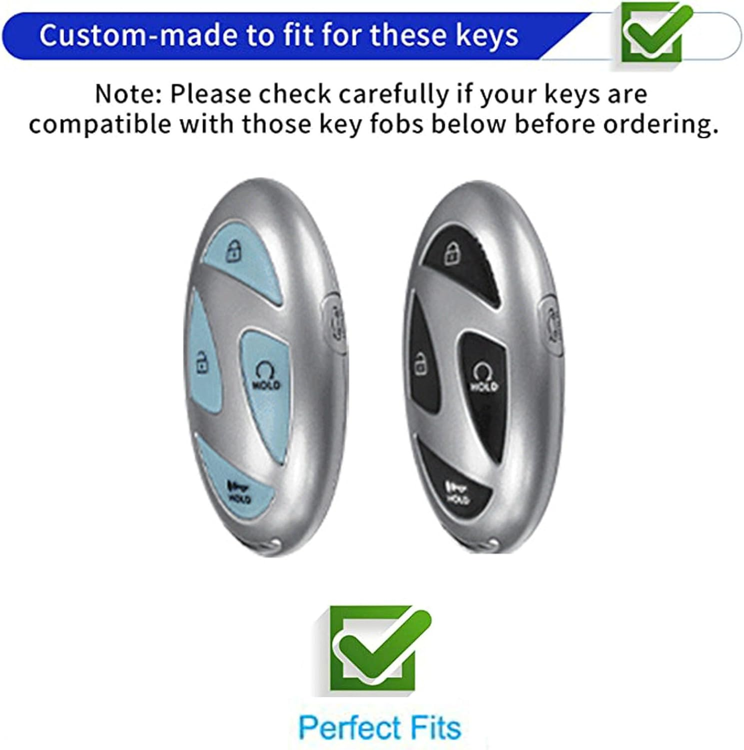 For Hyundai Key Fob Cover Key Fob Shell with Bling Keychain Fit for Hyundai Ioniq 6 Grandeur GN7 KONA 2023 2024 Smart Key (A-White-5B) image number 6