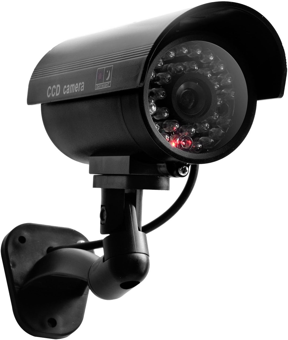 Dummy Fake Security Camera, Simulated Surveillance Security CCTV Dome Camera with Red Flashing Lights and Warning Sticker, Fake CCTV Surveillance System for Indoor Outdoor image number 1