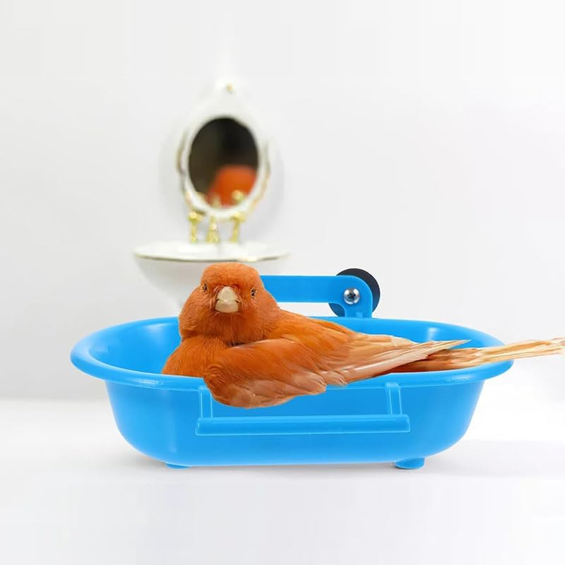 Reusable Bird Bathtub Box Bird Bath,Bird Bath for Cage,Small Tub Bowl for Hang inside Cage Birdbath Shower,Parrot Shower Bird Cage Accessories for Small Birds Parrots Canary Lovebirds (Blue)