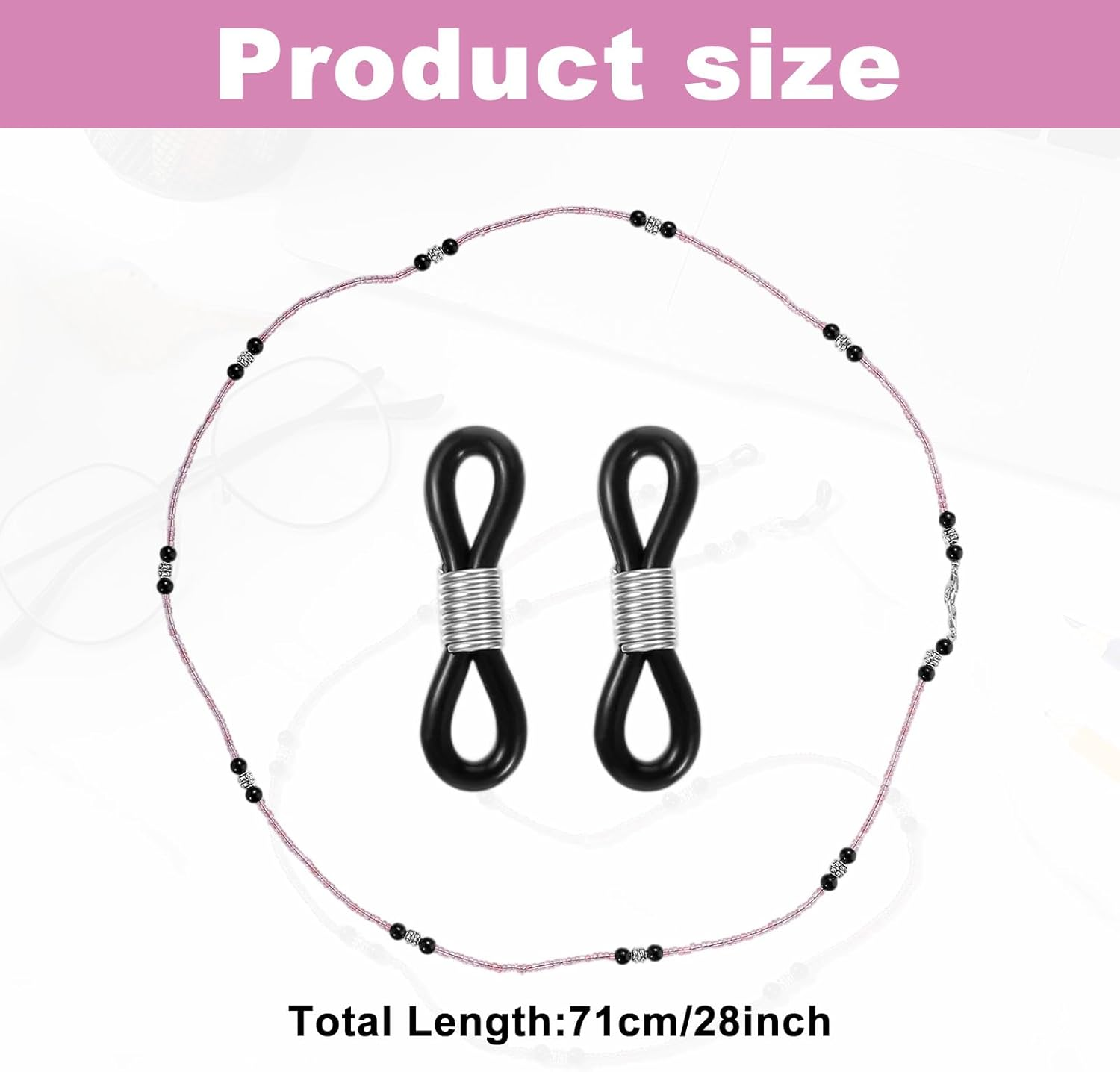 Xelsluthe Beaded Glasses Chain for Women, Eyeglass Strap Holder around Neck, Bead Women&rsquo;S Eyeglass Chain, Sunglasses Lanyard, Reading Glasses Necklace, Purple image number 4