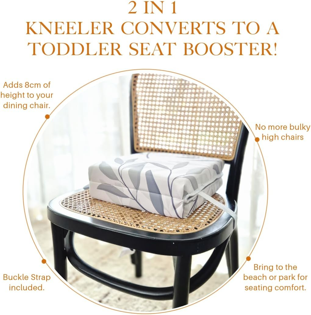 Baby Bath Kneeler and Elbow Rest Pad Set - Super Thick Kneeler and Elbow Pad with Toy Storage and Organiser Pockets (Australian Eucalyptus, 58Cm W X 52Cm L X 4Cm H) - Australian Eucalyptus image number 4