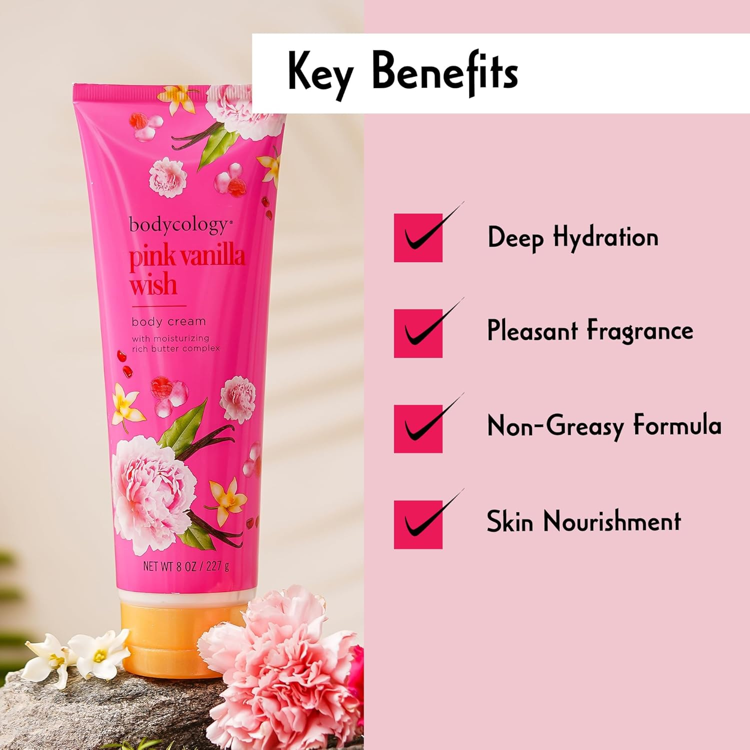 Bodycology Pink Vanilla Wish for Women 8 Oz Body Cream image number 4