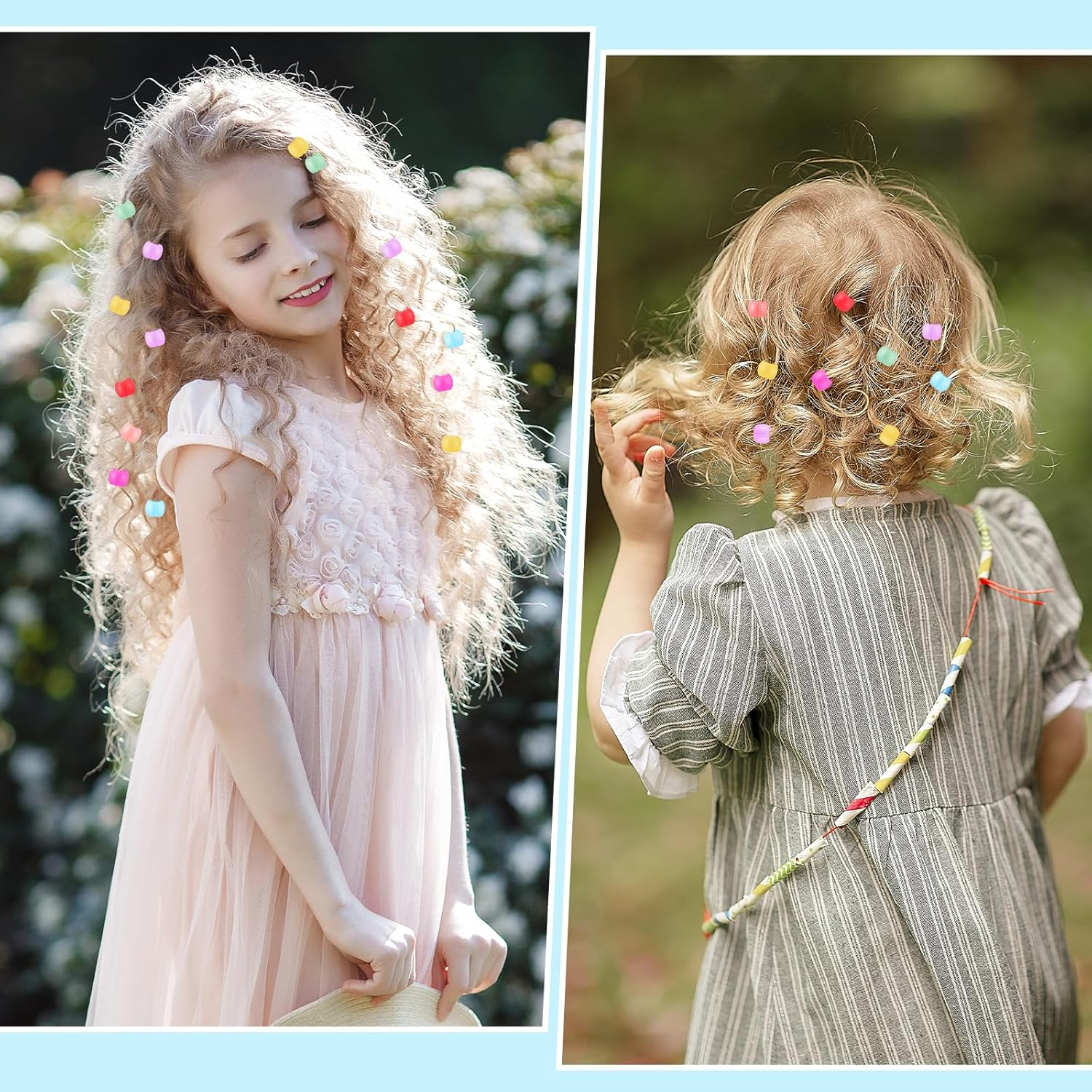 Hair Beads, 100 Pcs Mini Hair Clips Braid Clips, Rainbow Plastic Tiny Claw Clips Cute Candy Colors Hair Decorations Colorful Beads Clip Wear Hair Accessories for Women and Girls (Mixed Colors) image number 1