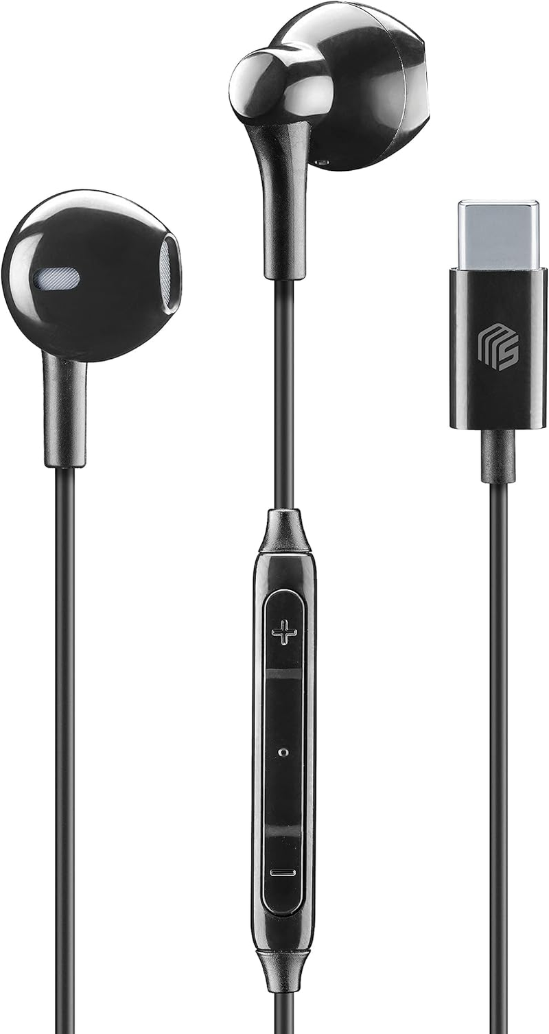 Music Sound | Wired Capsule Headphones | Capsule Headphones with Wired and Built-In Microphone - USB-C Port - 1.2M Anti-Tangle Cable - White